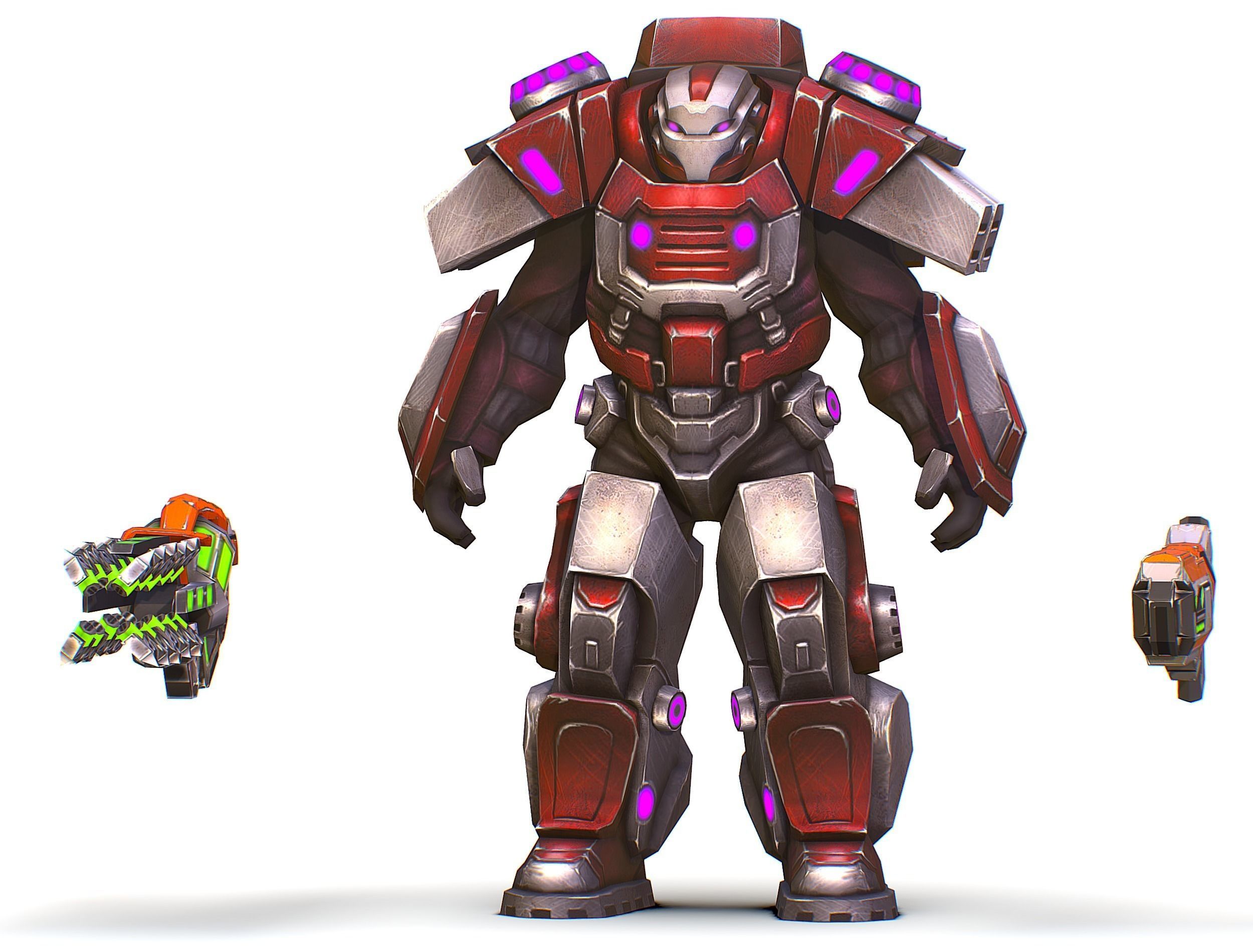 Cyborg Machine Gun with Automatic Rifle and Pistol - 3dsMax Low-poly 3D model_24