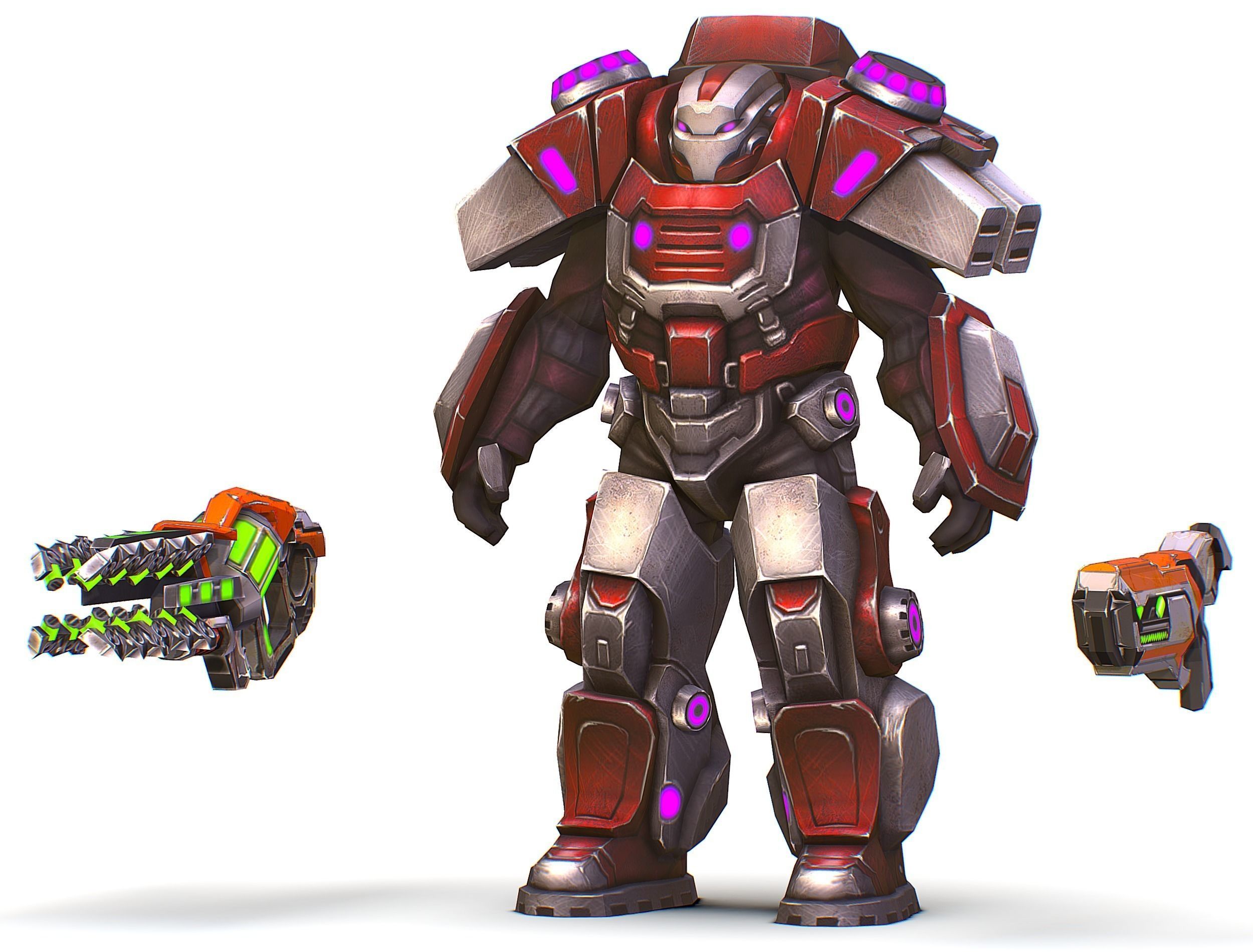 Cyborg Machine Gun with Automatic Rifle and Pistol - 3dsMax Low-poly 3D model_23