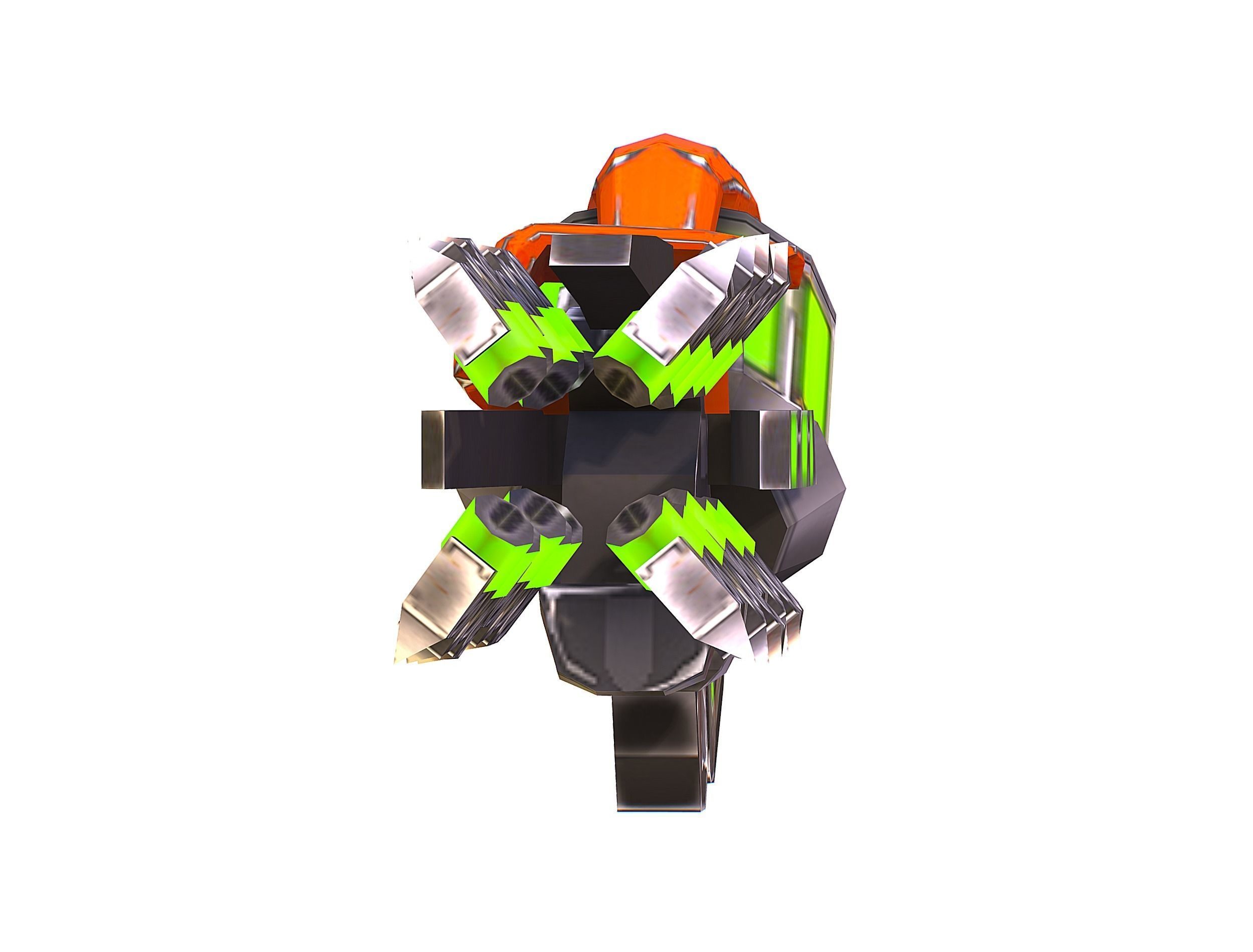 Cyborg Machine Gun with Automatic Rifle and Pistol - 3dsMax Low-poly 3D model_49