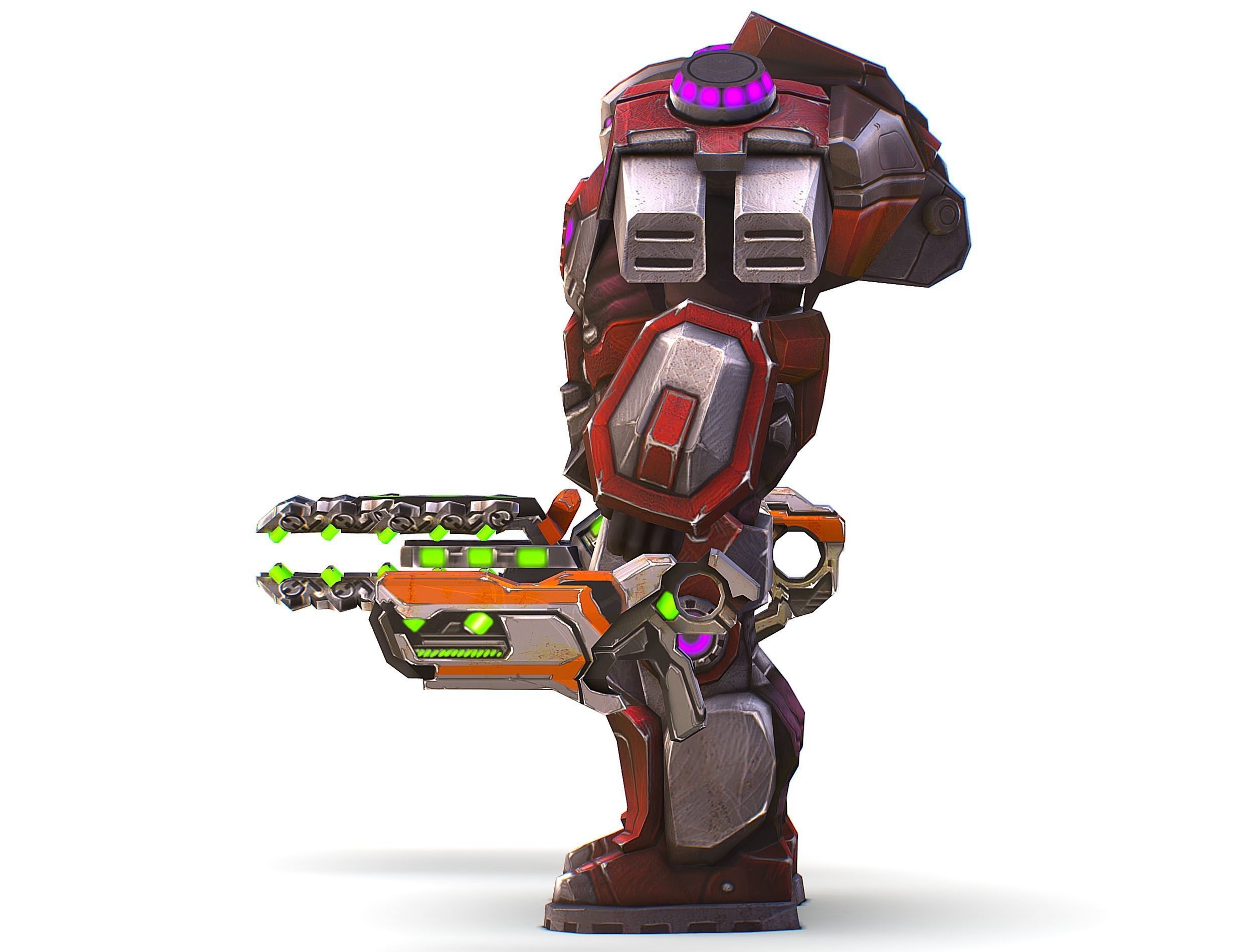 Cyborg Machine Gun with Automatic Rifle and Pistol - 3dsMax Low-poly 3D model_19