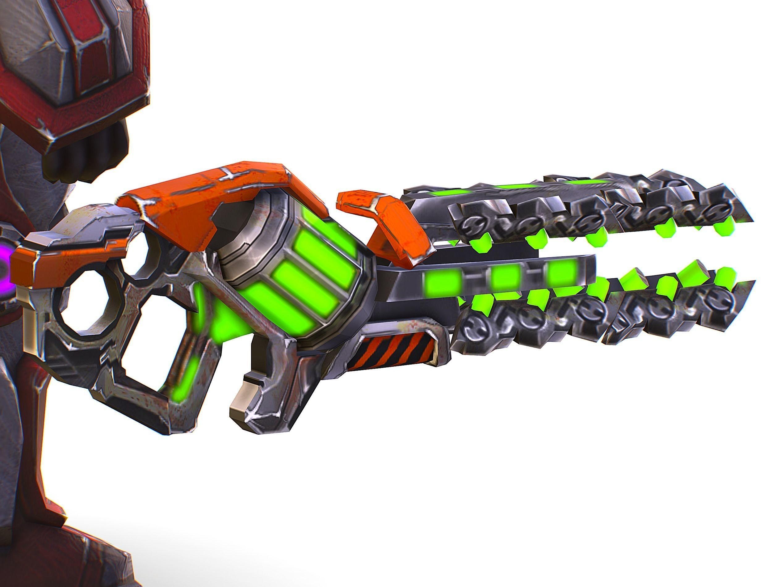 Cyborg Machine Gun with Automatic Rifle and Pistol - 3dsMax Low-poly 3D model_40