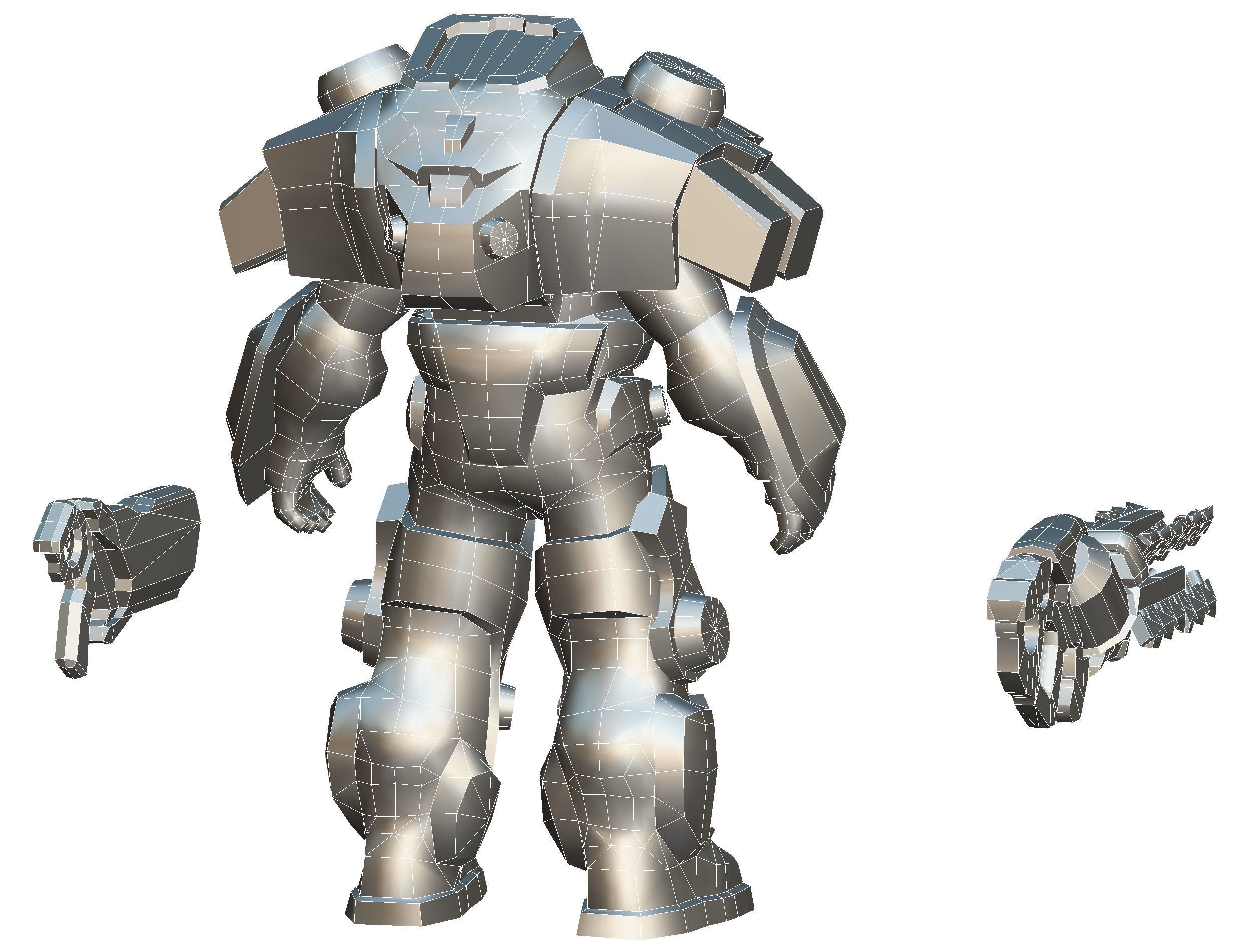 Cyborg Machine Gun with Automatic Rifle and Pistol - 3dsMax Low-poly 3D model_65