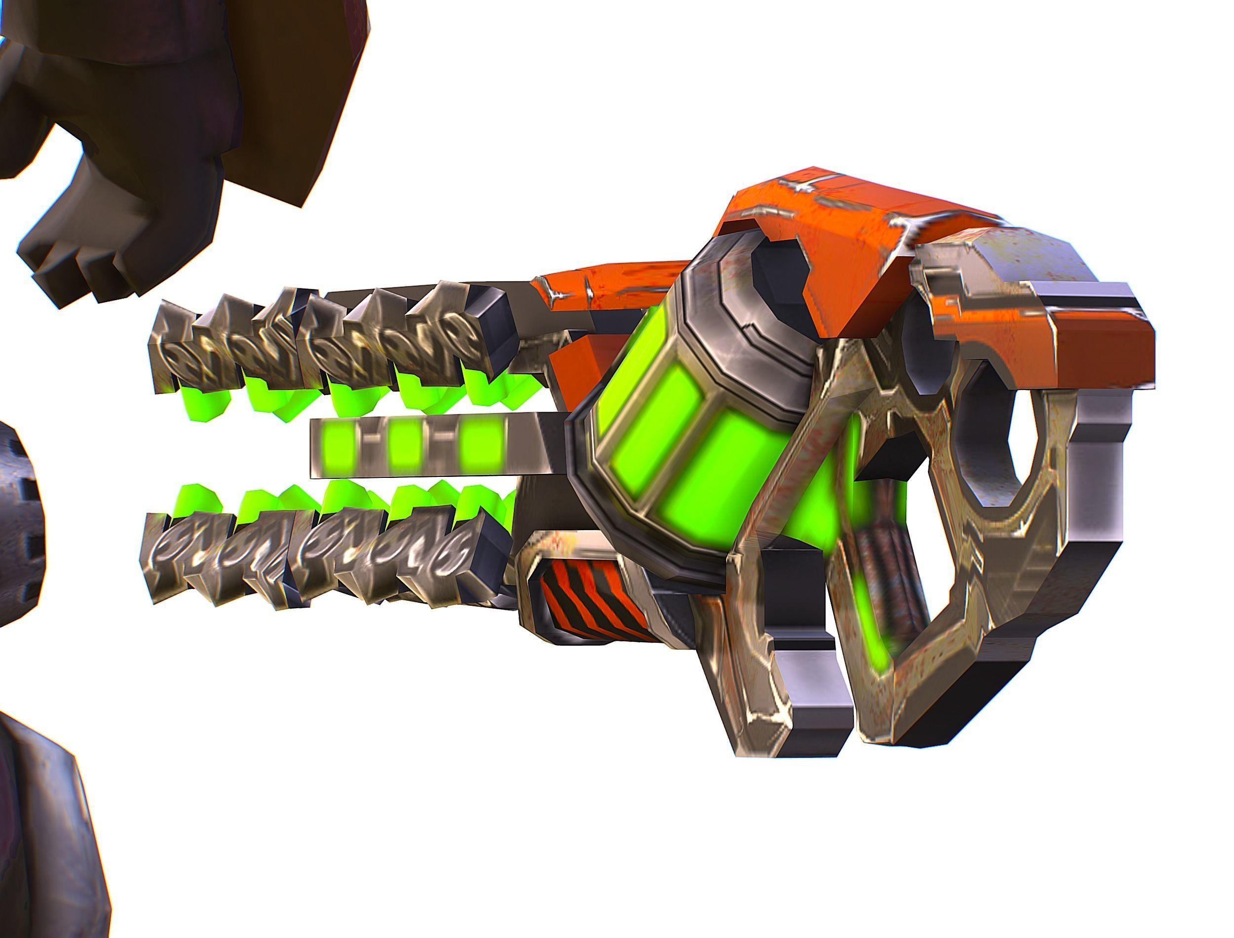 Cyborg Machine Gun with Automatic Rifle and Pistol - 3dsMax Low-poly 3D model_45