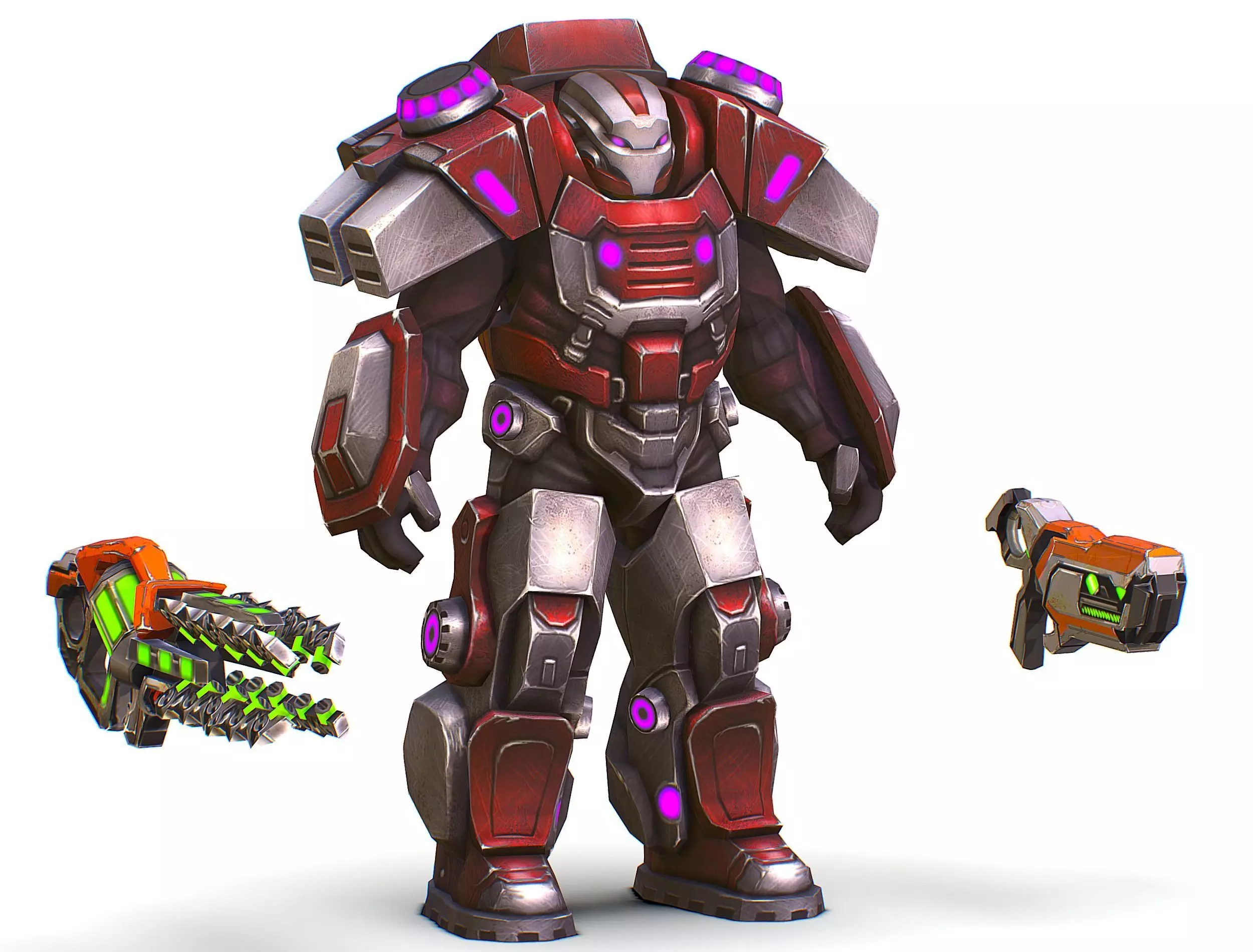 Cyborg Machine Gun with Automatic Rifle and Pistol - 3dsMax Low-poly 3D model_0