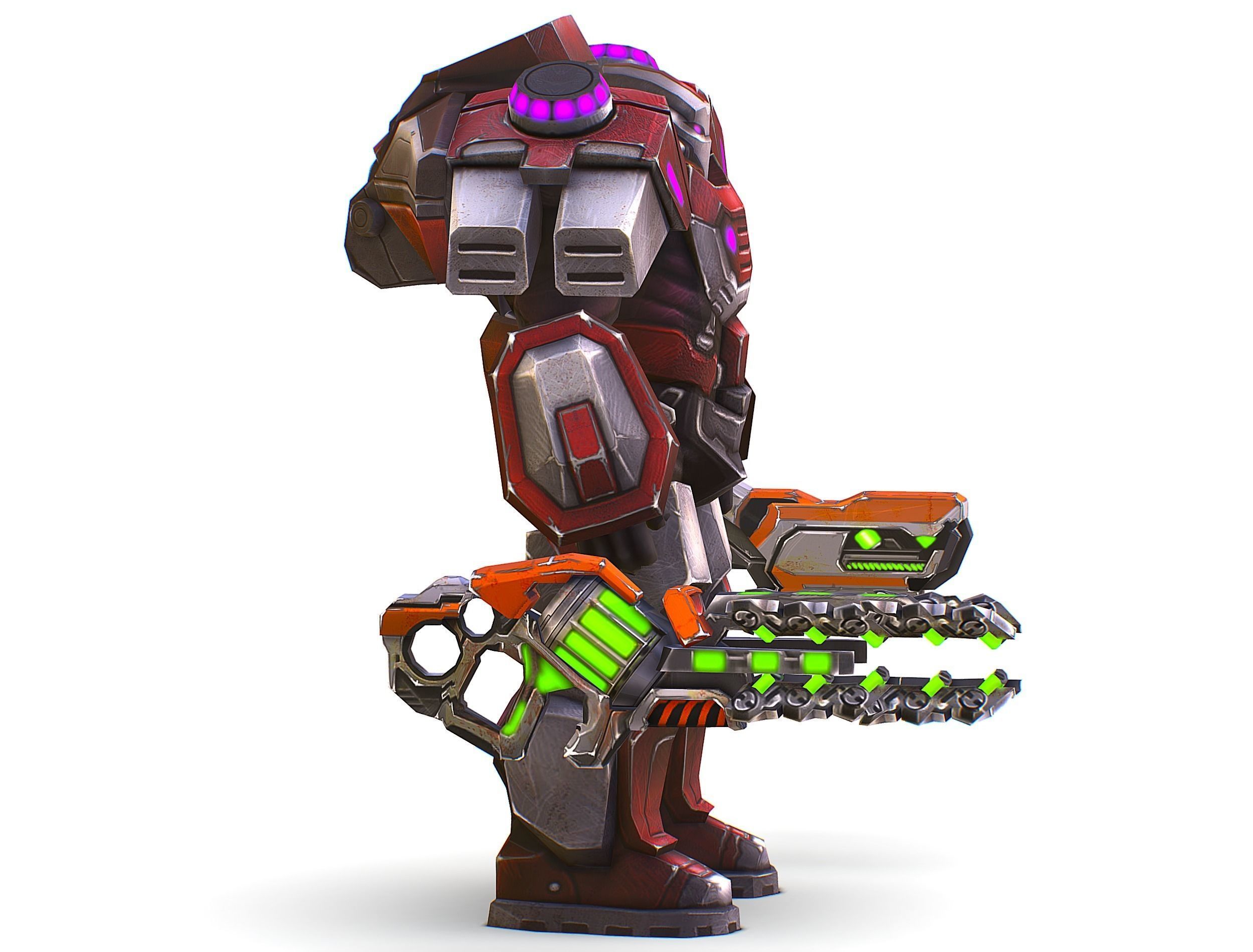 Cyborg Machine Gun with Automatic Rifle and Pistol - 3dsMax Low-poly 3D model_5