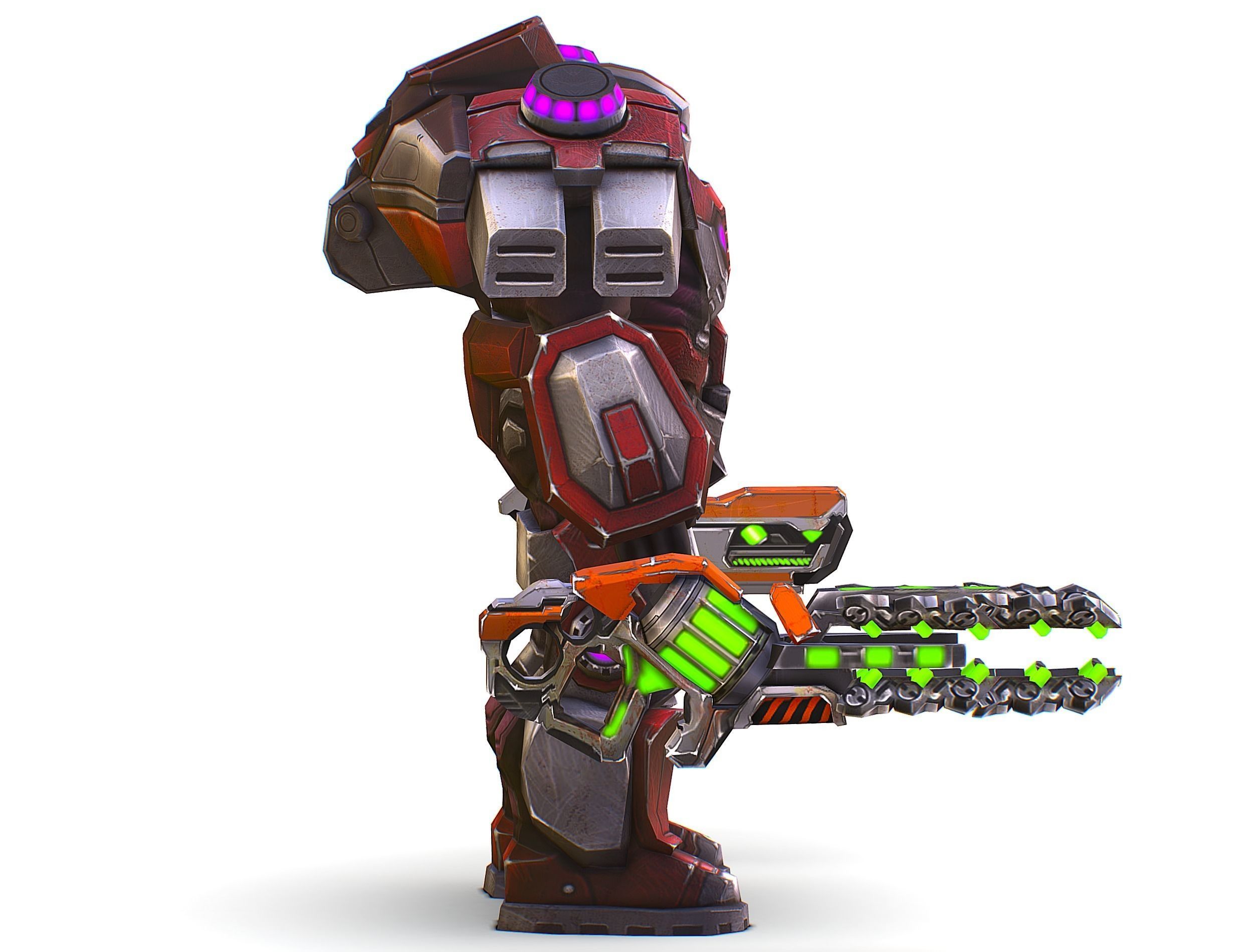 Cyborg Machine Gun with Automatic Rifle and Pistol - 3dsMax Low-poly 3D model_6