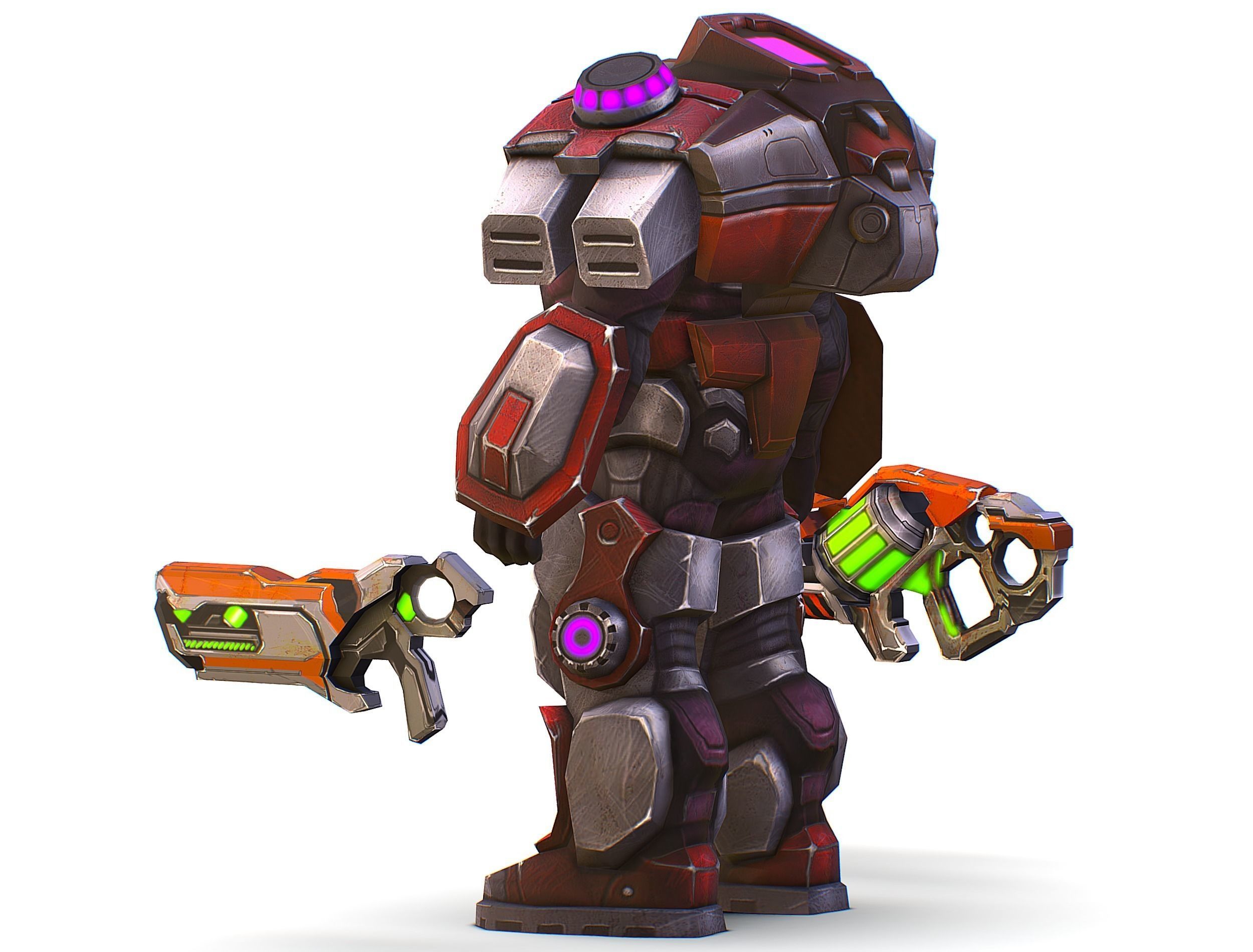 Cyborg Machine Gun with Automatic Rifle and Pistol - 3dsMax Low-poly 3D model_17