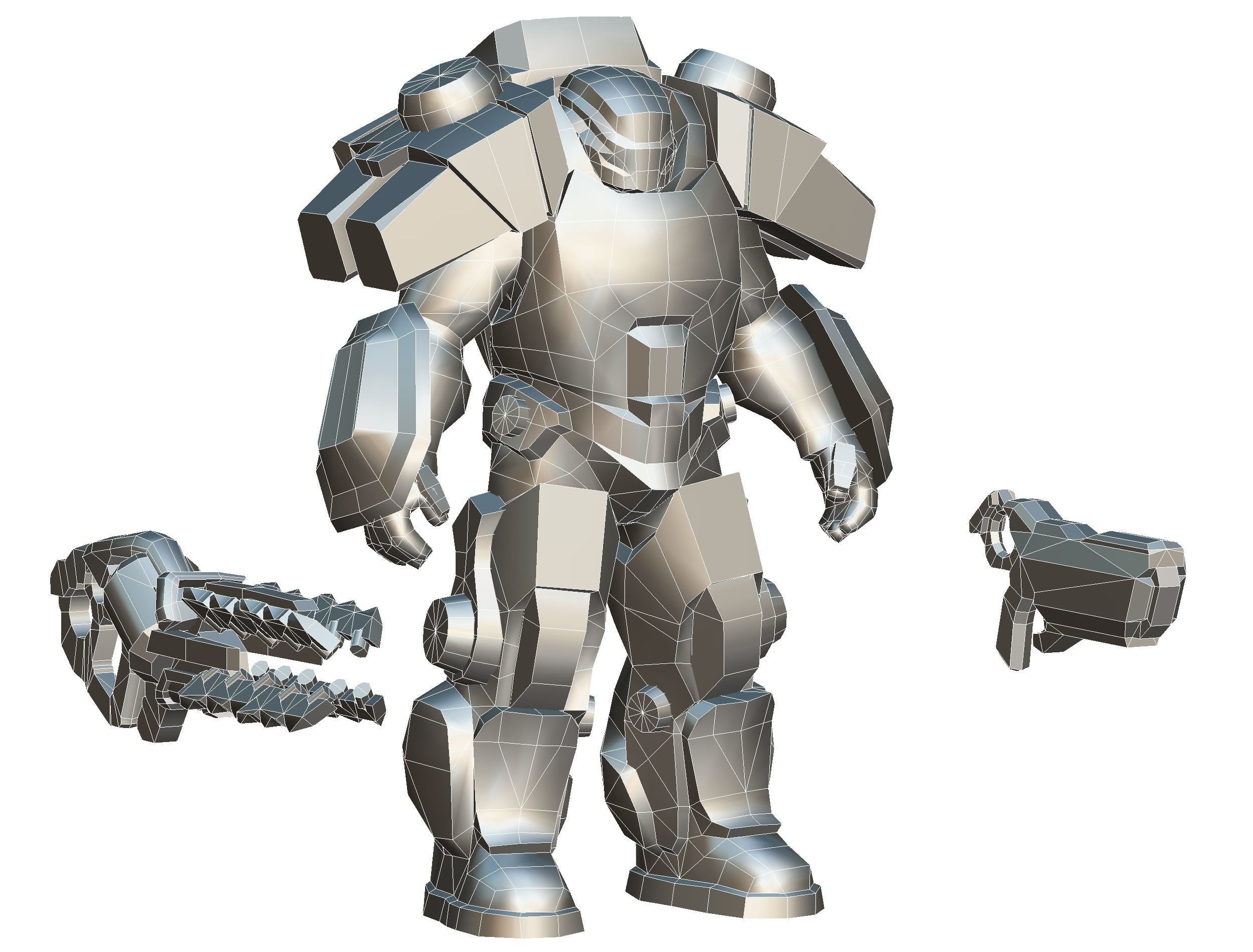 Cyborg Machine Gun with Automatic Rifle and Pistol - 3dsMax Low-poly 3D model_63