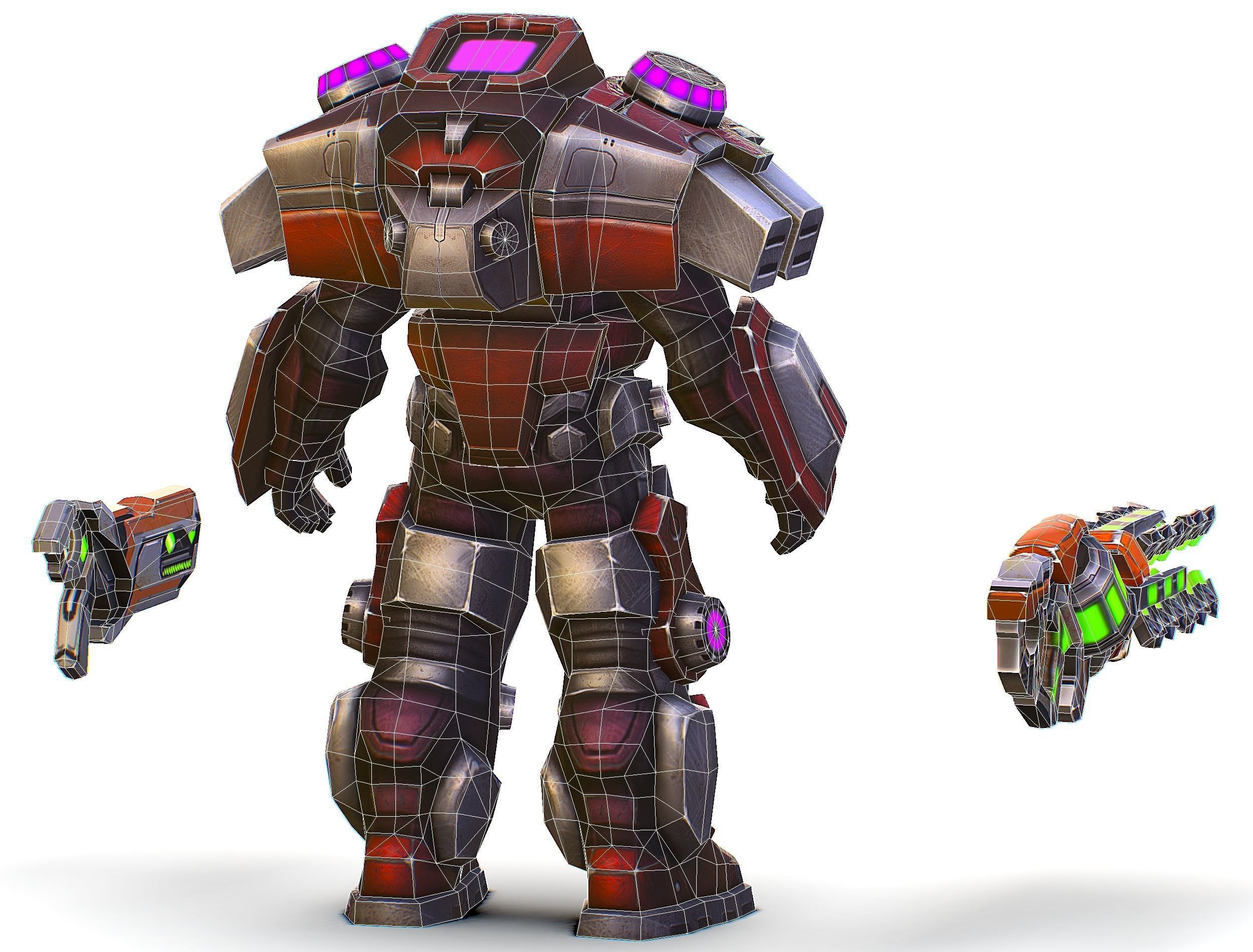 Cyborg Machine Gun with Automatic Rifle and Pistol - 3dsMax Low-poly 3D model_64