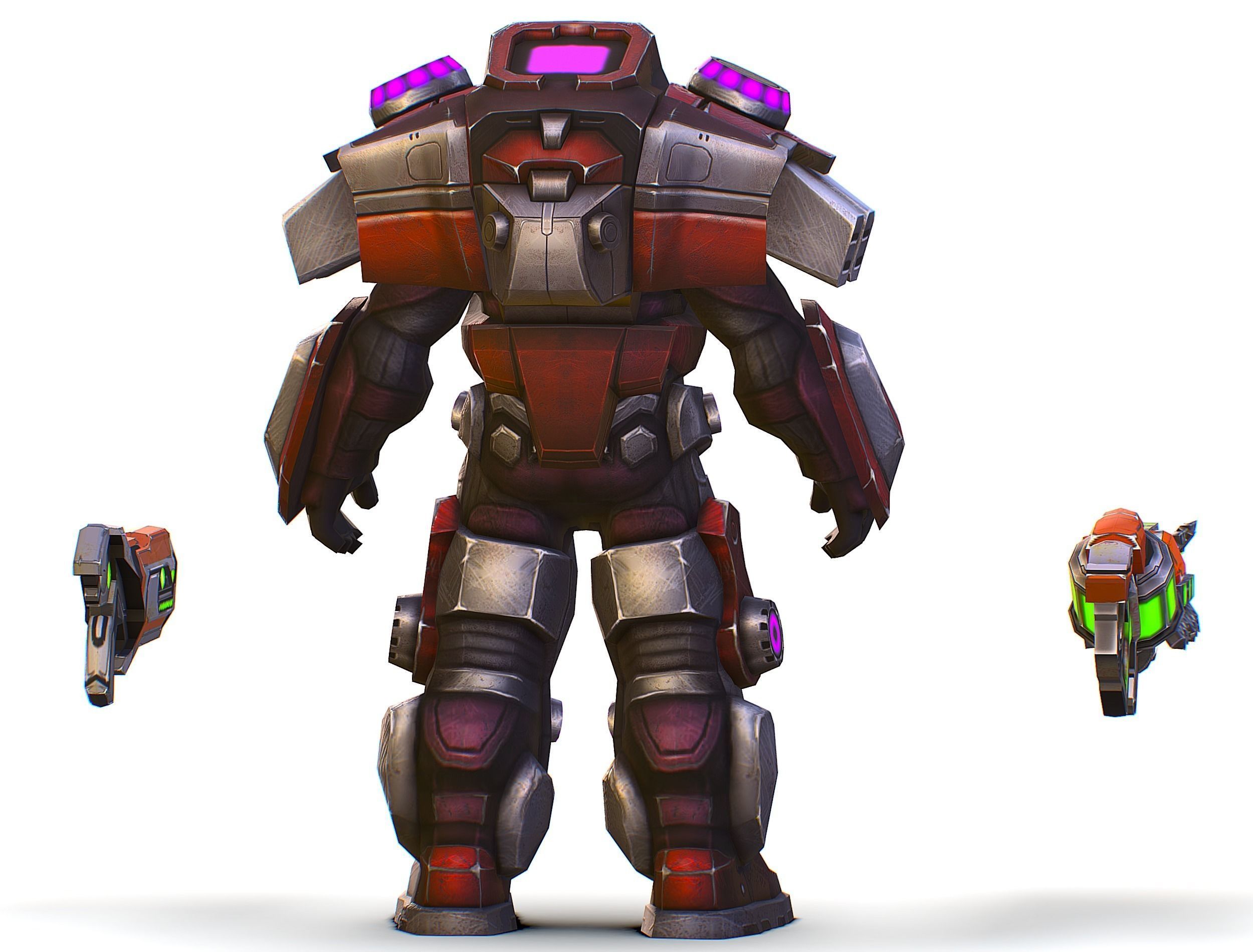 Cyborg Machine Gun with Automatic Rifle and Pistol - 3dsMax Low-poly 3D model_12