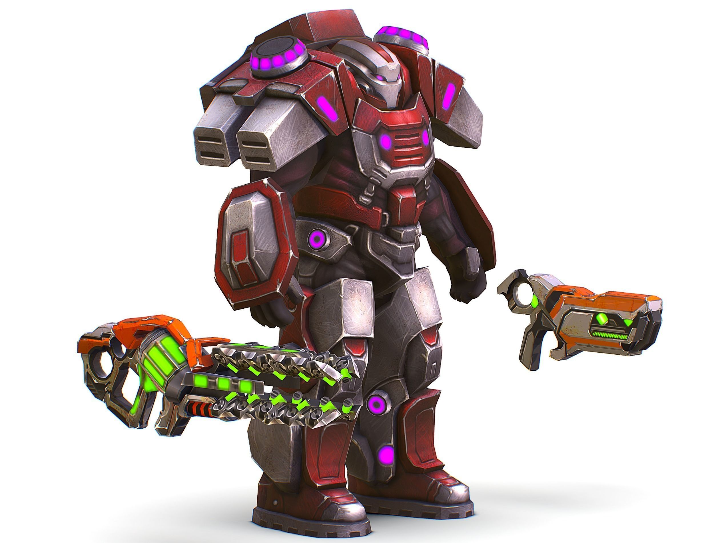 Cyborg Machine Gun with Automatic Rifle and Pistol - 3dsMax Low-poly 3D model_2