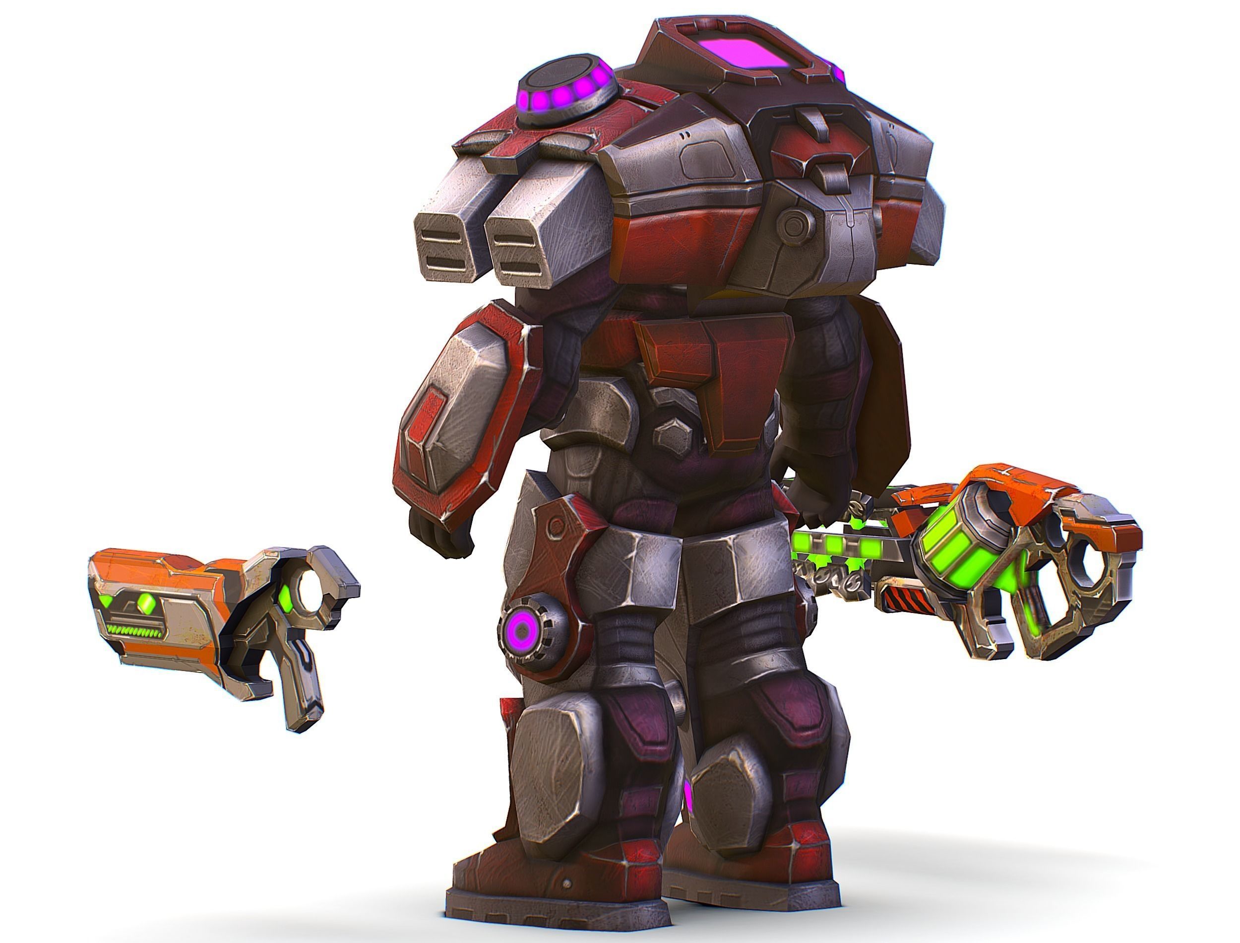 Cyborg Machine Gun with Automatic Rifle and Pistol - 3dsMax Low-poly 3D model_16