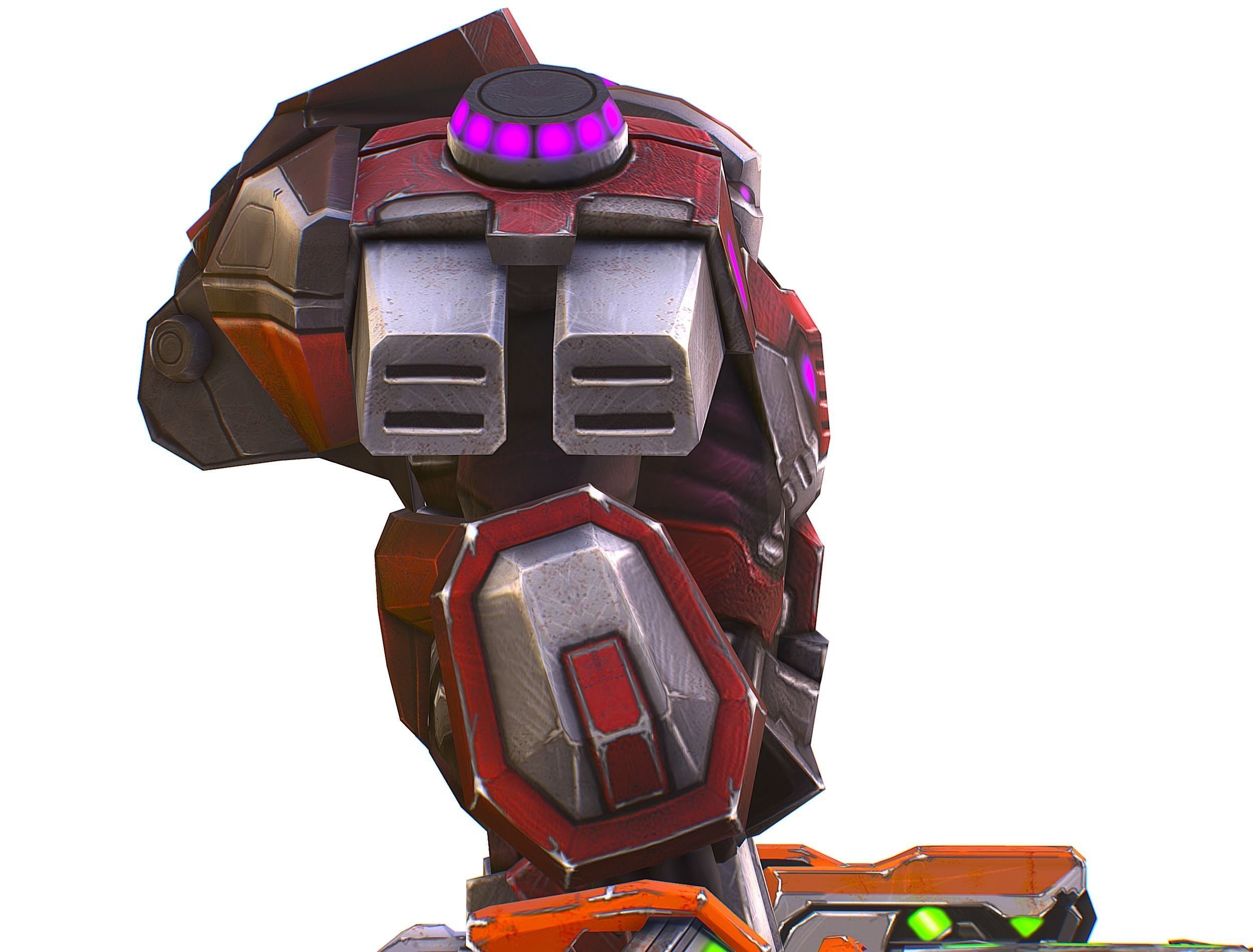 Cyborg Machine Gun with Automatic Rifle and Pistol - 3dsMax Low-poly 3D model_33