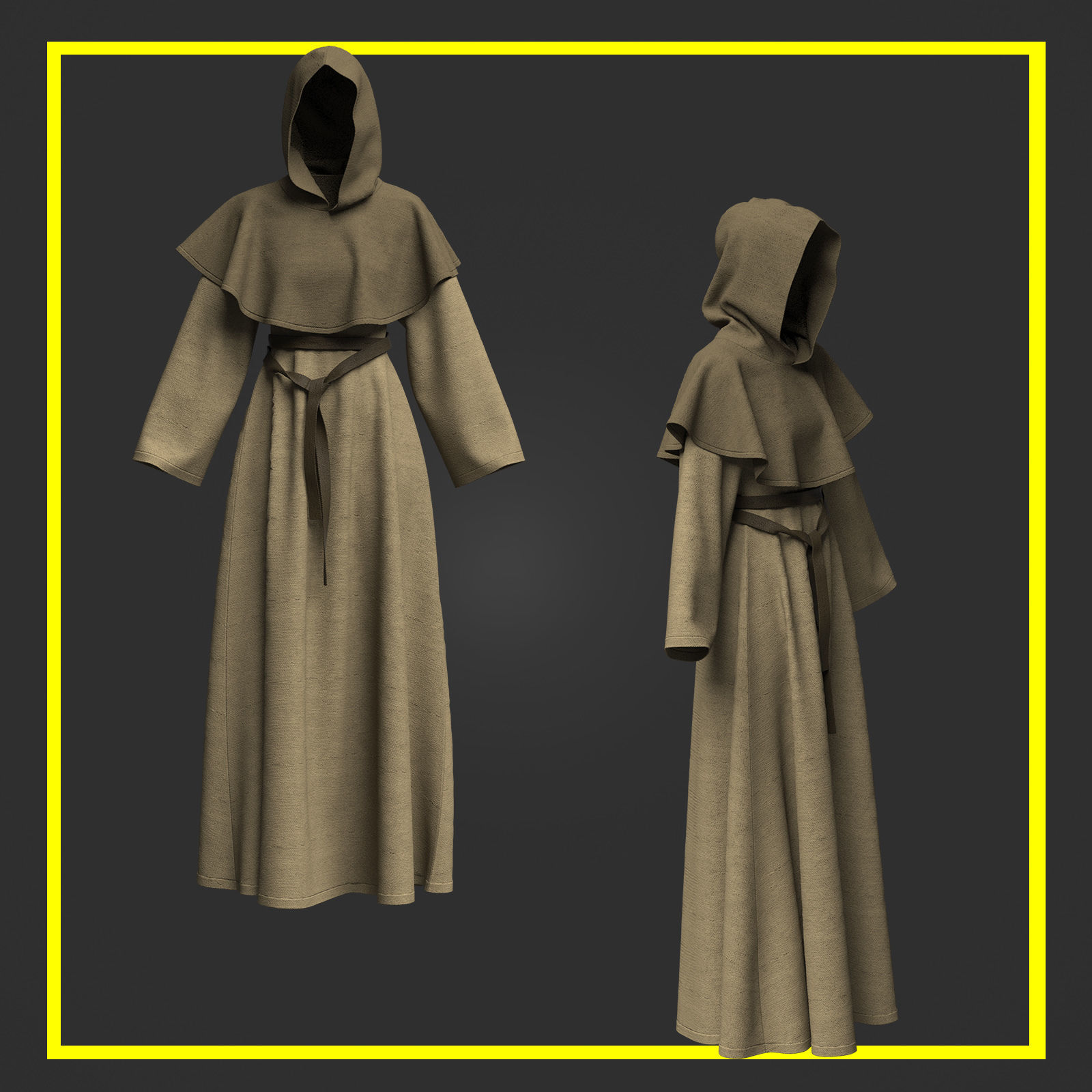 12 Medieval Cloak Pack 3D model_9