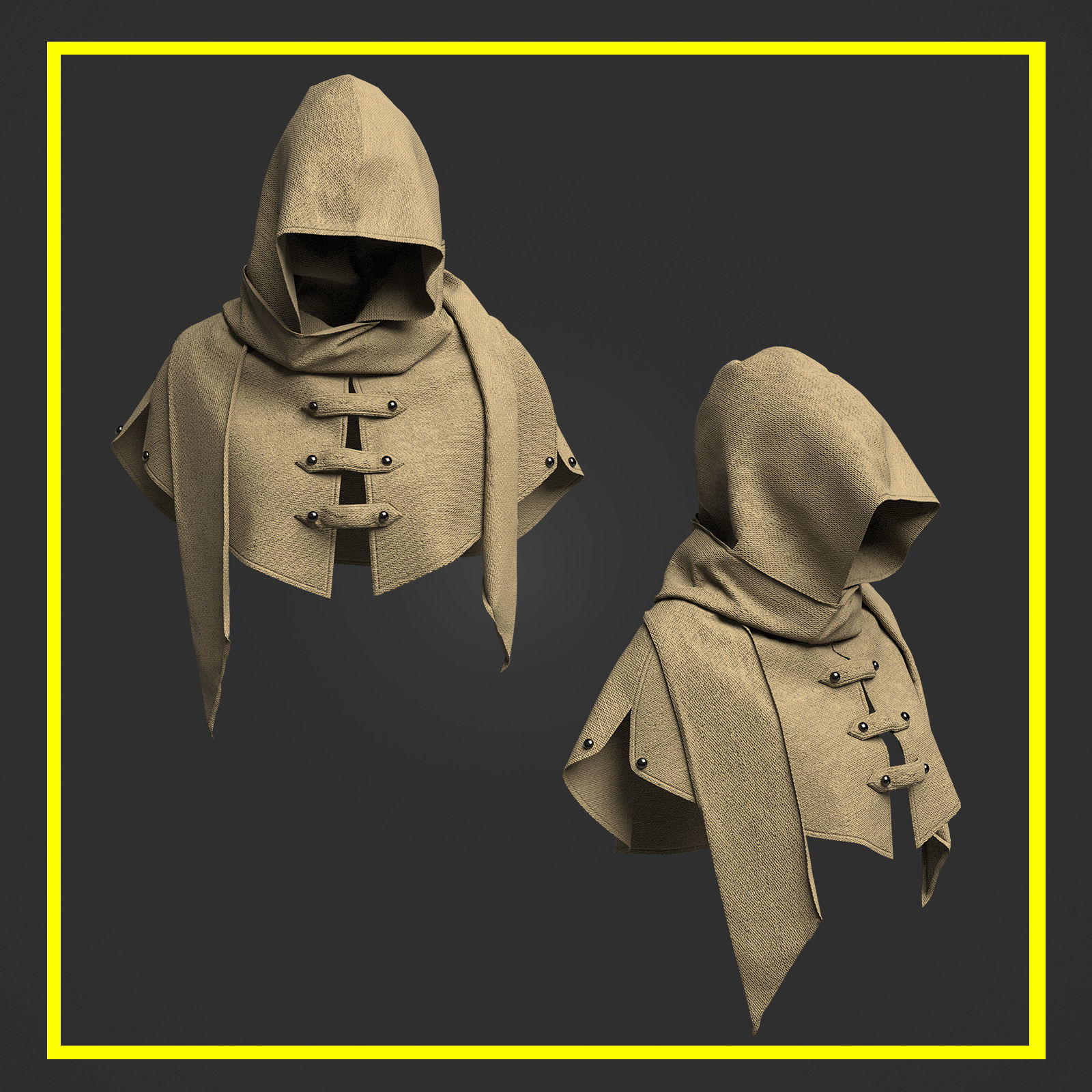 12 Medieval Cloak Pack 3D model_5