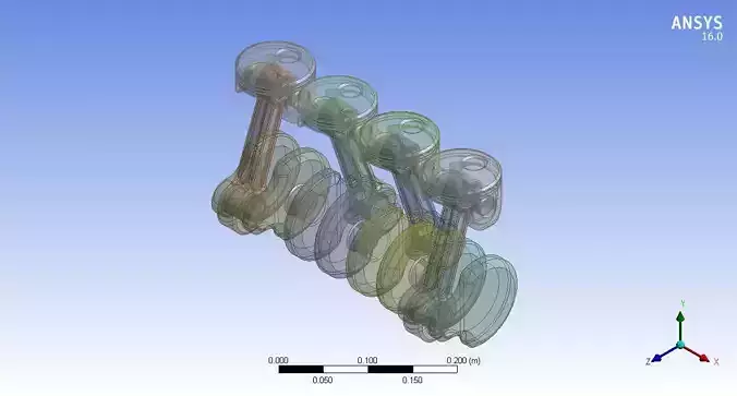 Piston and connecting rod 3d CAD model in engineering