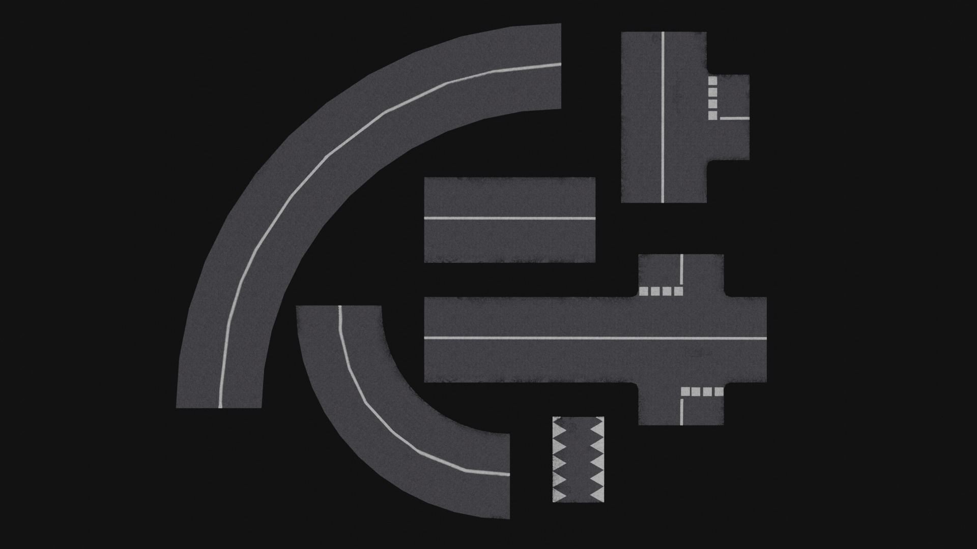 Road Pack Low-poly 3D model_2