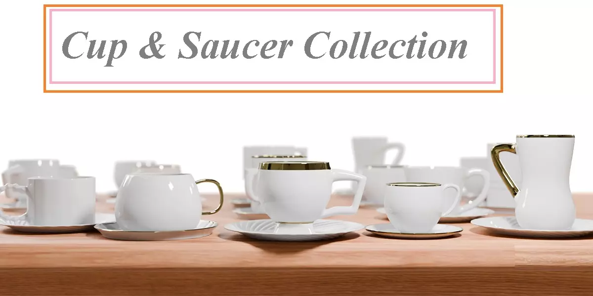 Cup Saucer Collection Blender Asset Library Free low-poly 3D model