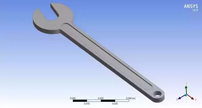 Simple spanner 3d model in mechanical engineering
