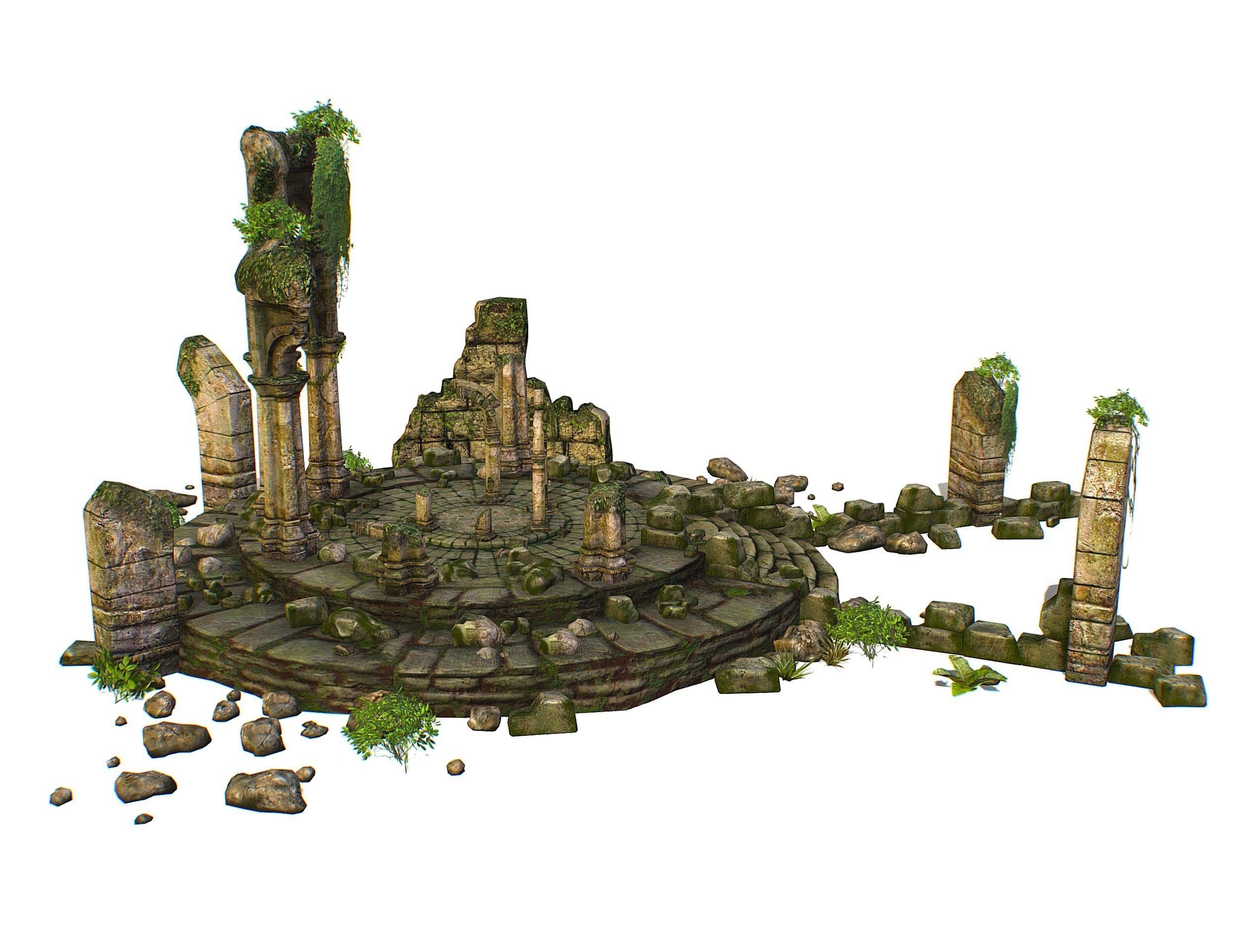 Constructor Ancient Jungle Portal Ruins Rocks Low-poly 3D model_10