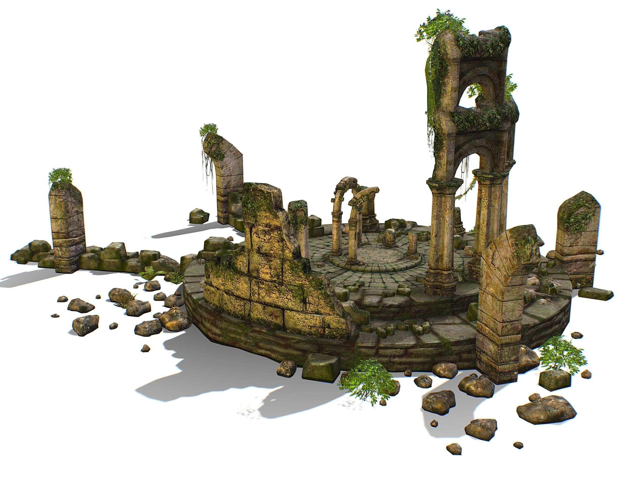 Constructor Ancient Jungle Portal Ruins Rocks Low-poly 3D model_16