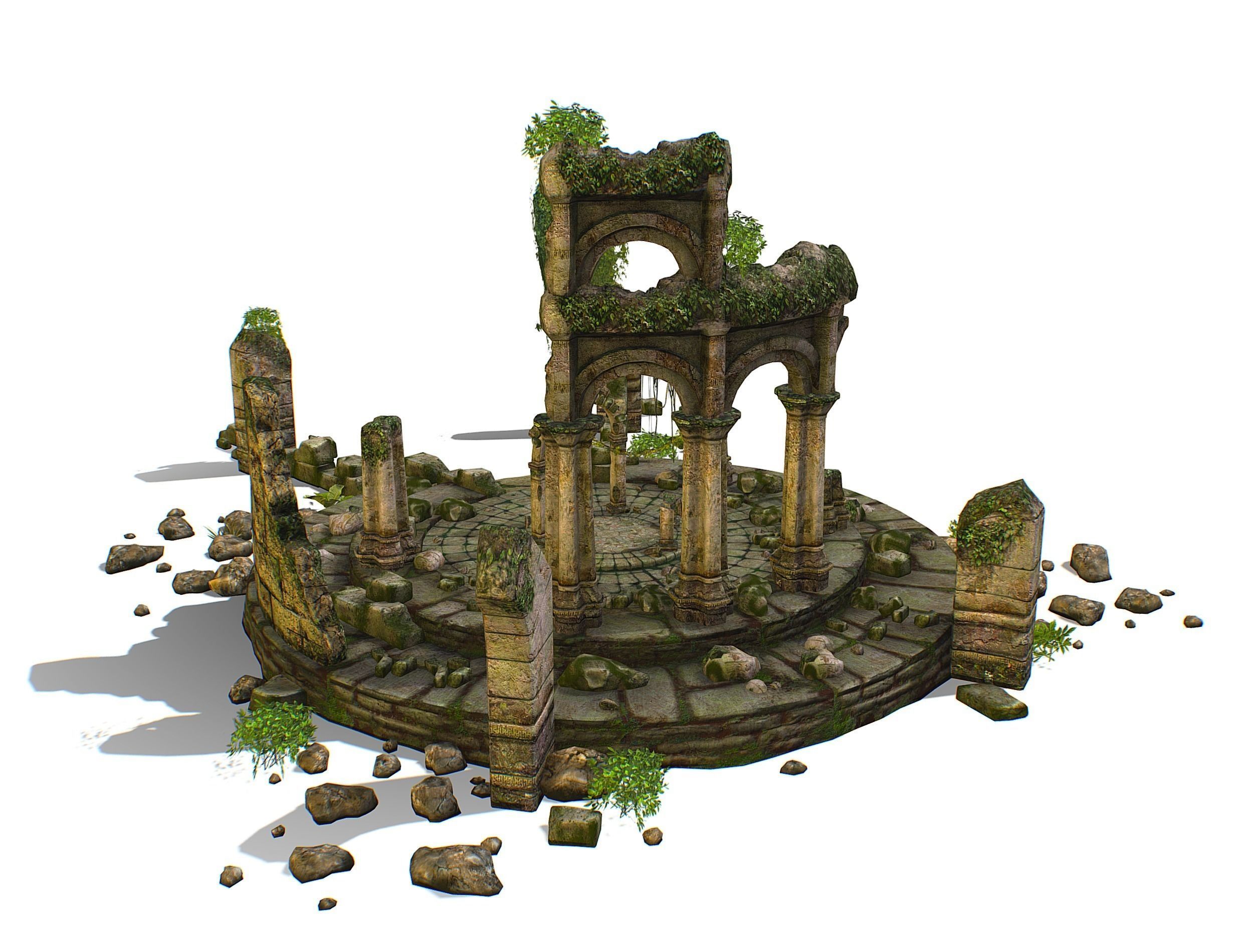 Constructor Ancient Jungle Portal Ruins Rocks Low-poly 3D model_15