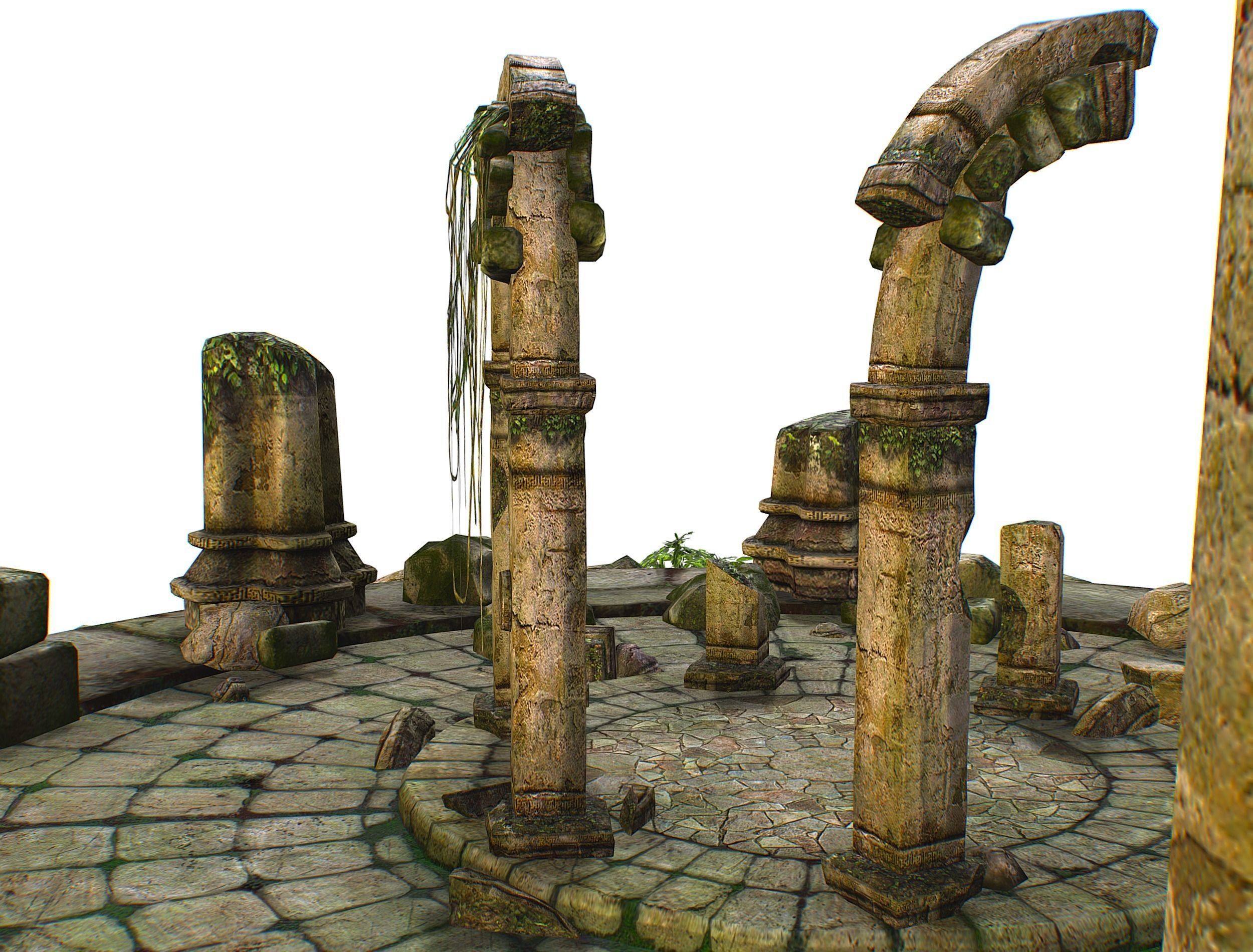 Constructor Ancient Jungle Portal Ruins Rocks Low-poly 3D model_23