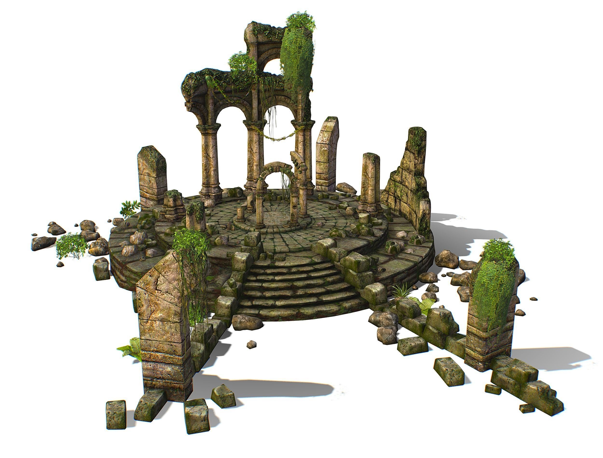 Constructor Ancient Jungle Portal Ruins Rocks Low-poly 3D model_2
