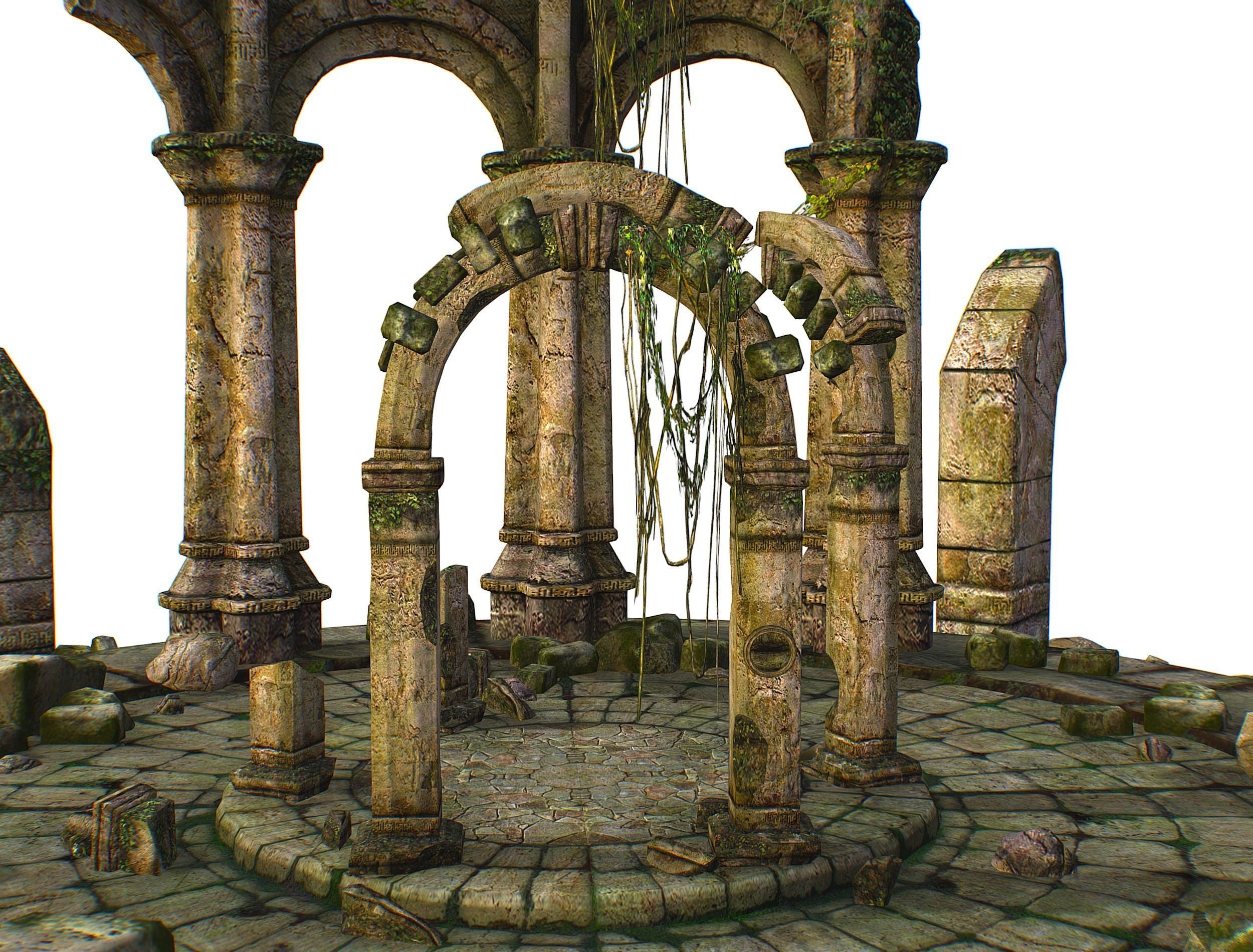 Constructor Ancient Jungle Portal Ruins Rocks Low-poly 3D model_22