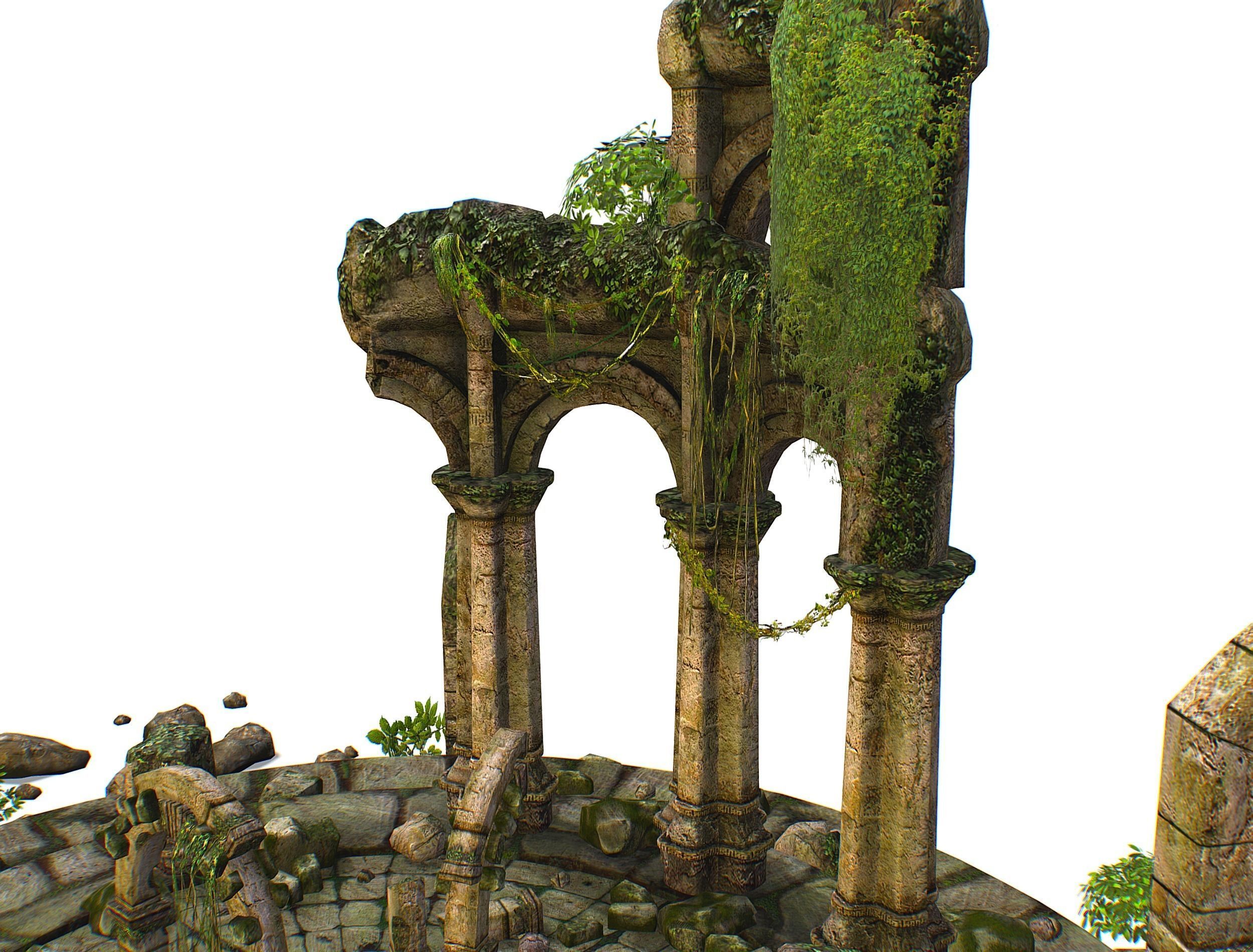 Constructor Ancient Jungle Portal Ruins Rocks Low-poly 3D model_27