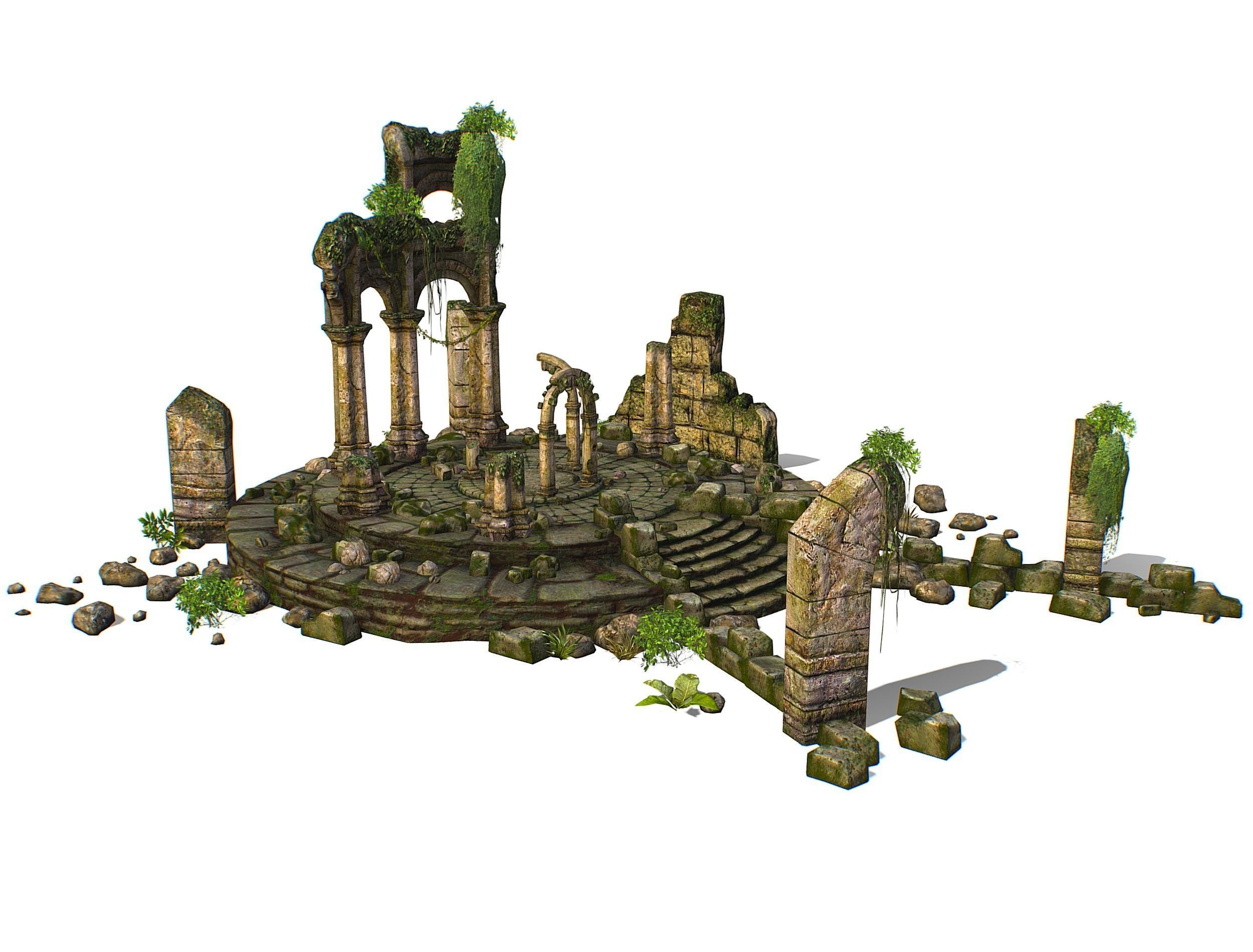 Constructor Ancient Jungle Portal Ruins Rocks Low-poly 3D model_6