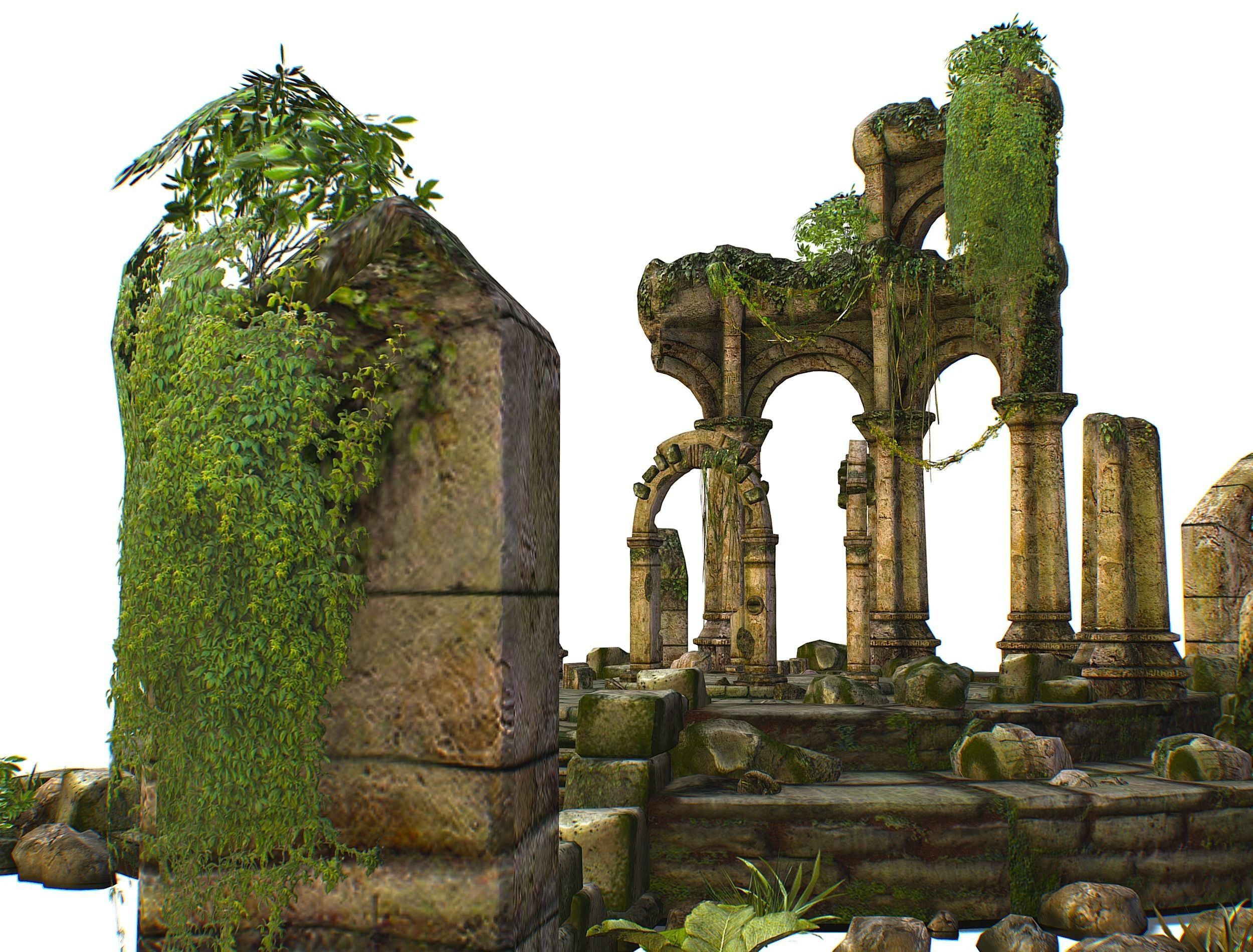 Constructor Ancient Jungle Portal Ruins Rocks Low-poly 3D model_21