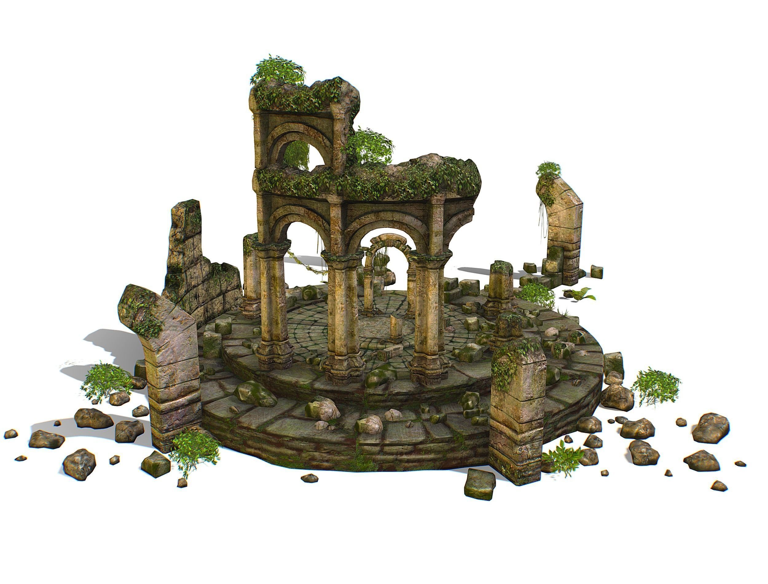 Constructor Ancient Jungle Portal Ruins Rocks Low-poly 3D model_13