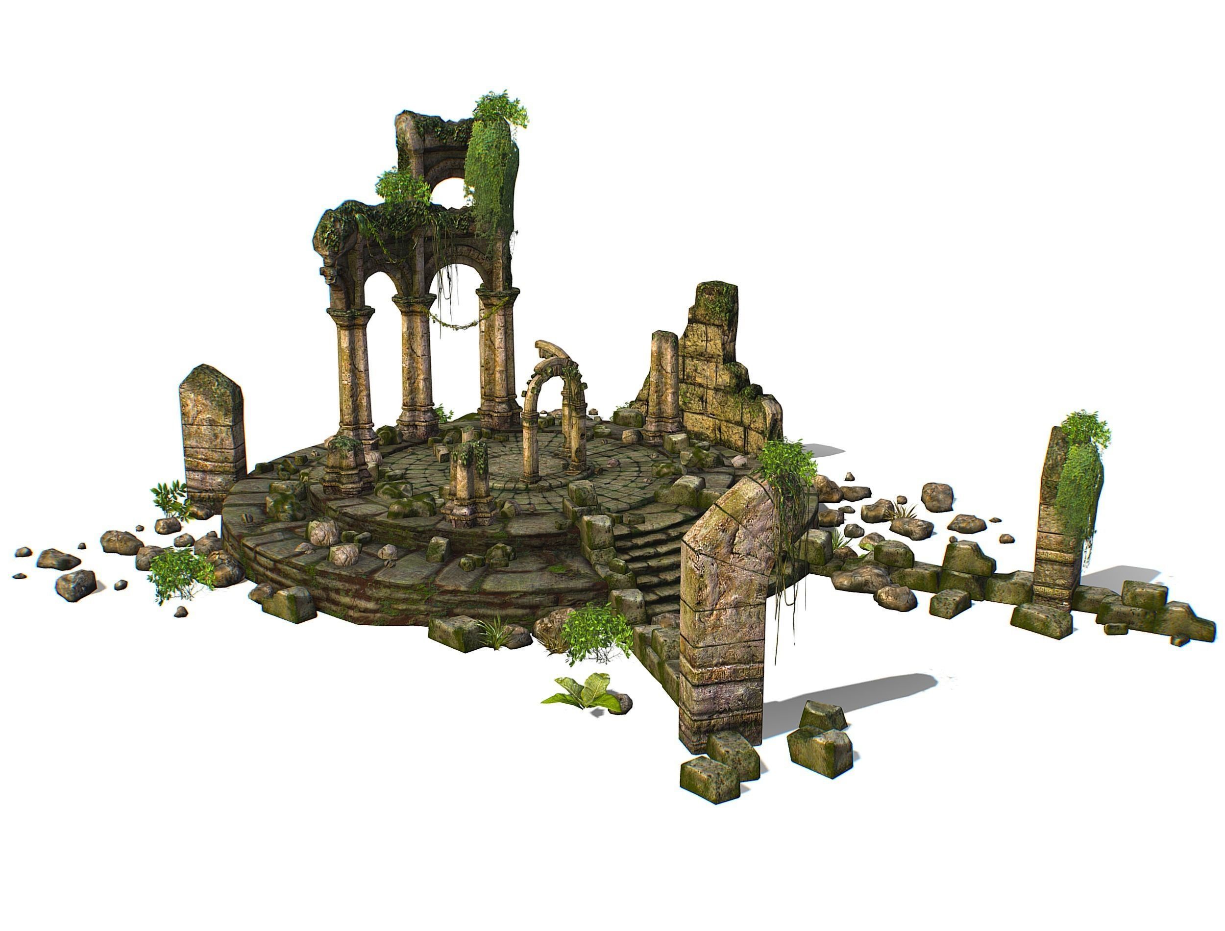 Constructor Ancient Jungle Portal Ruins Rocks Low-poly 3D model_5