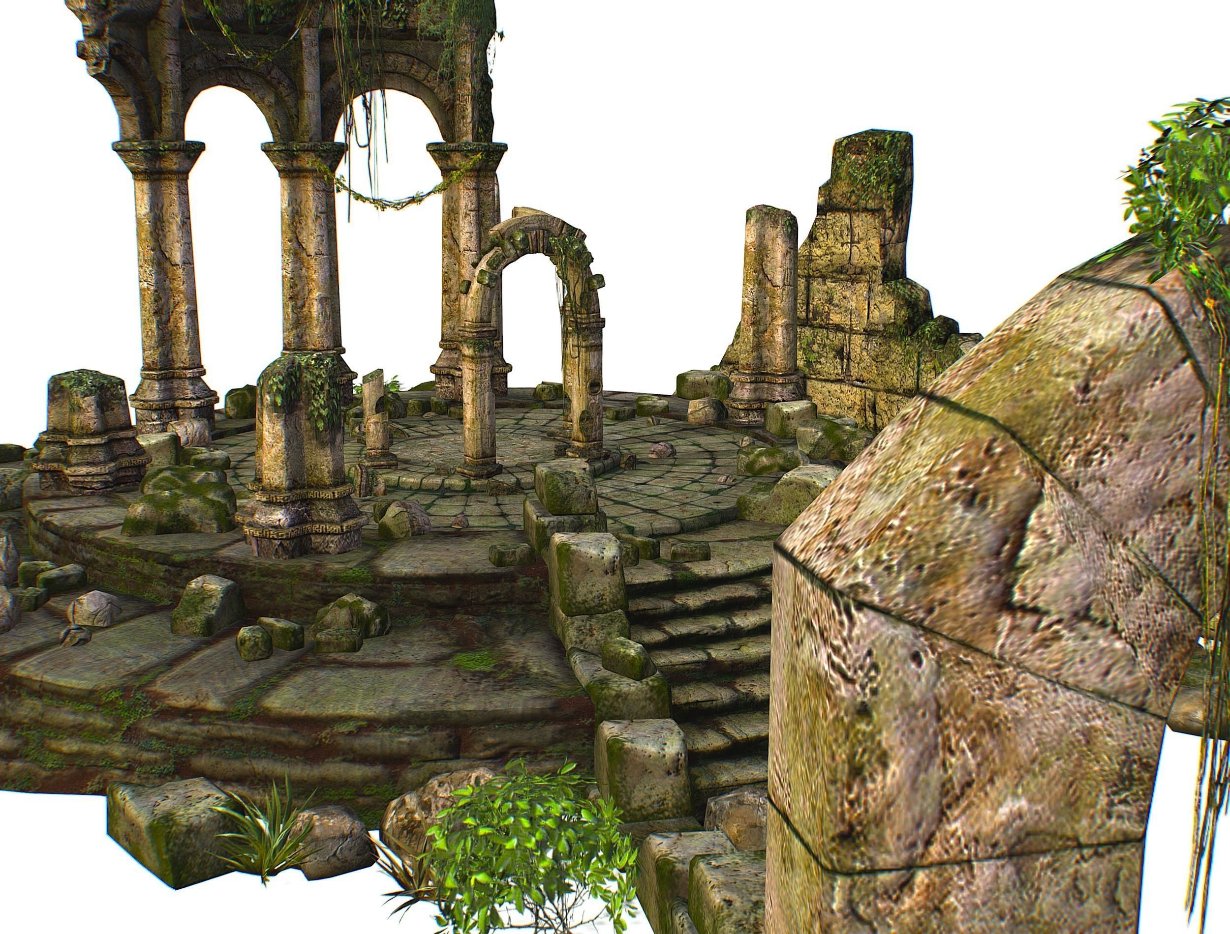 Constructor Ancient Jungle Portal Ruins Rocks Low-poly 3D model_19