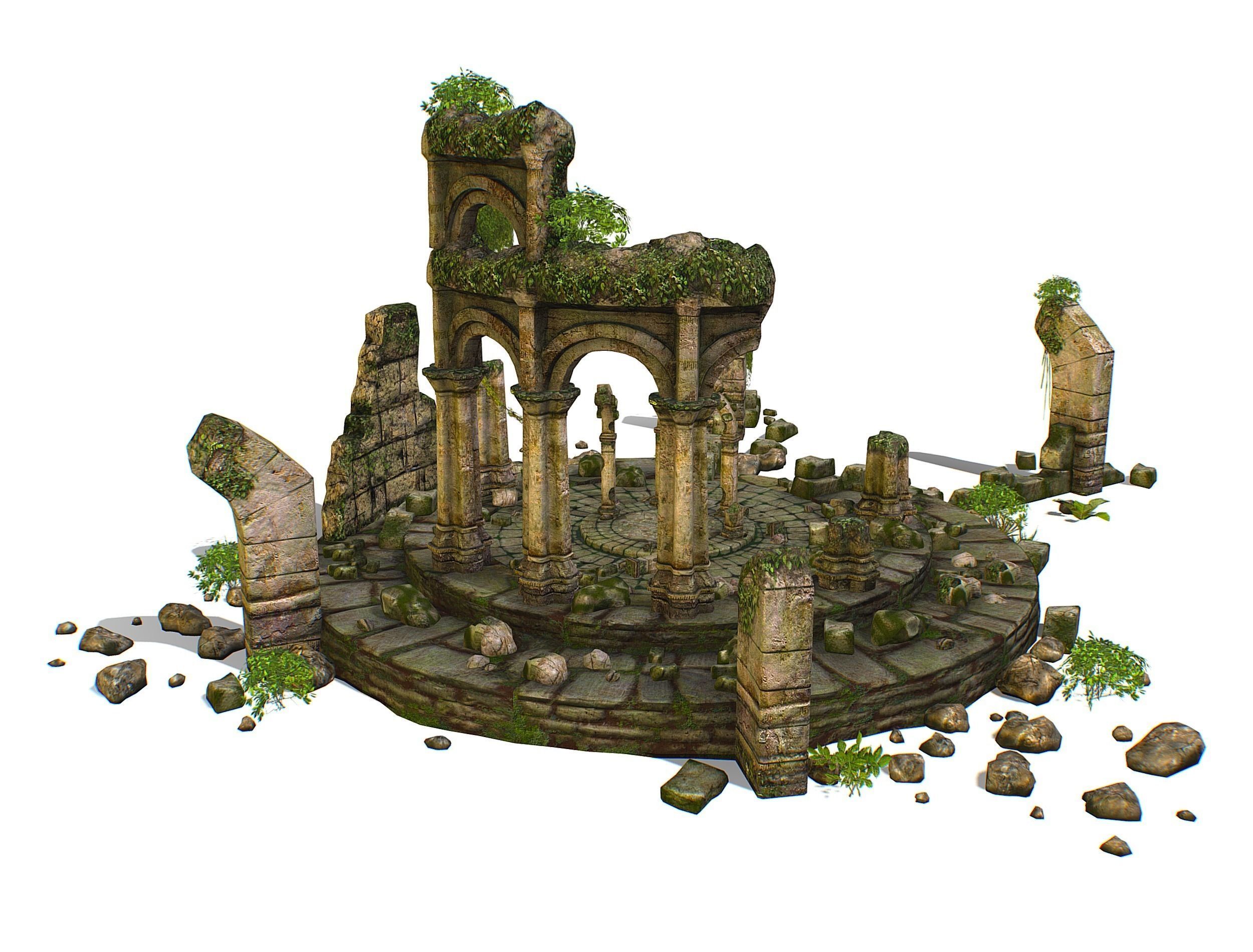 Constructor Ancient Jungle Portal Ruins Rocks Low-poly 3D model_12