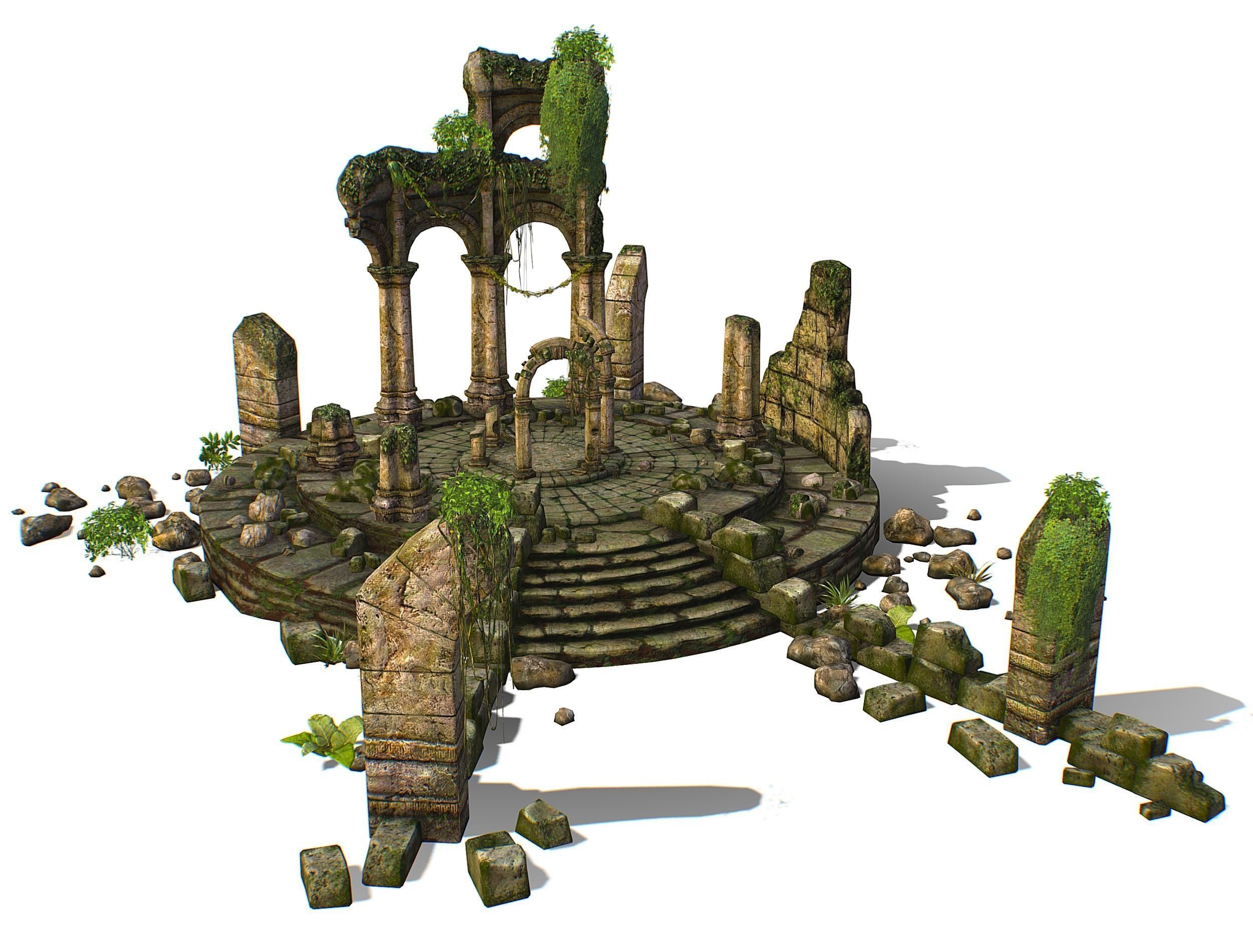 Constructor Ancient Jungle Portal Ruins Rocks Low-poly 3D model_3