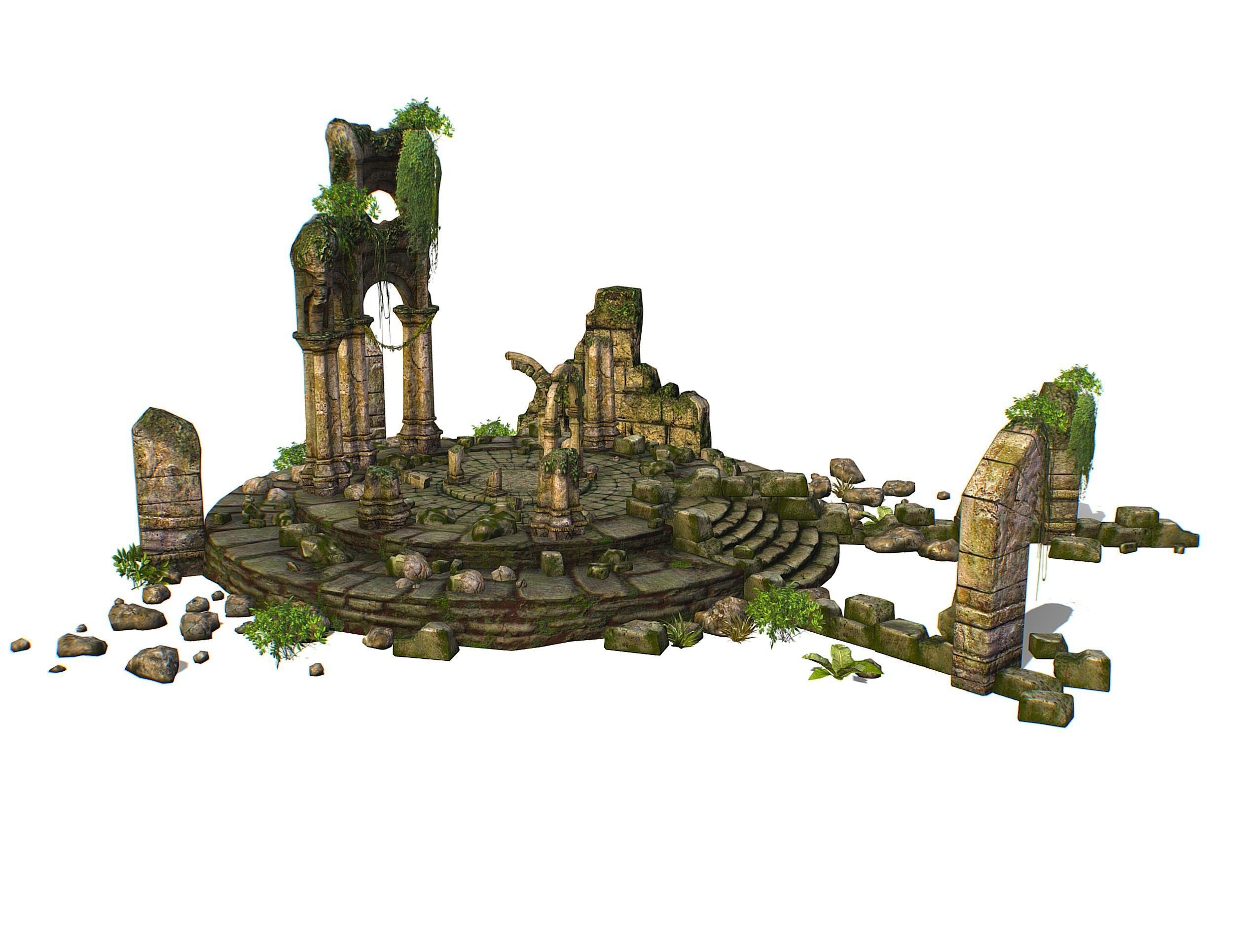 Constructor Ancient Jungle Portal Ruins Rocks Low-poly 3D model_8