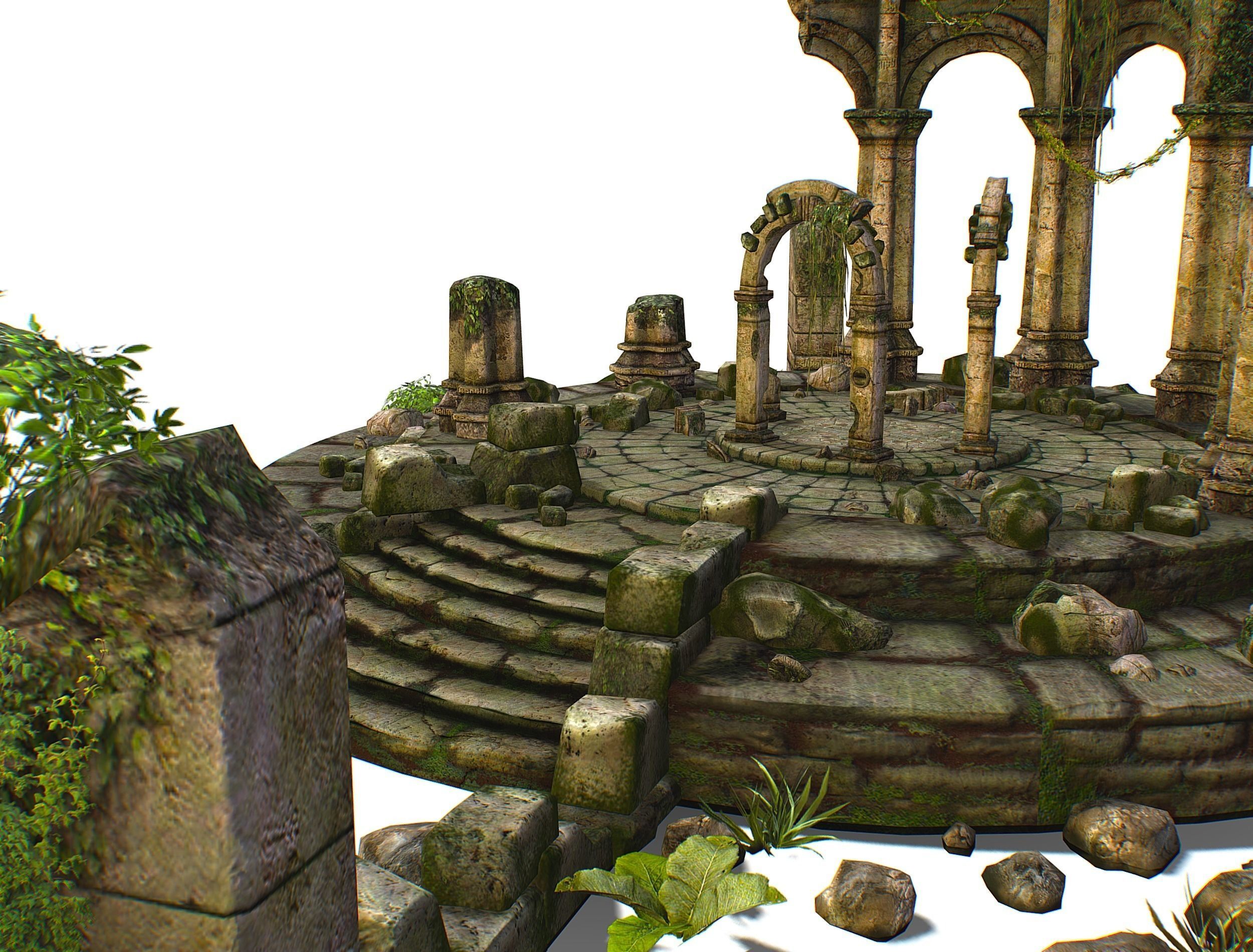 Constructor Ancient Jungle Portal Ruins Rocks Low-poly 3D model_17
