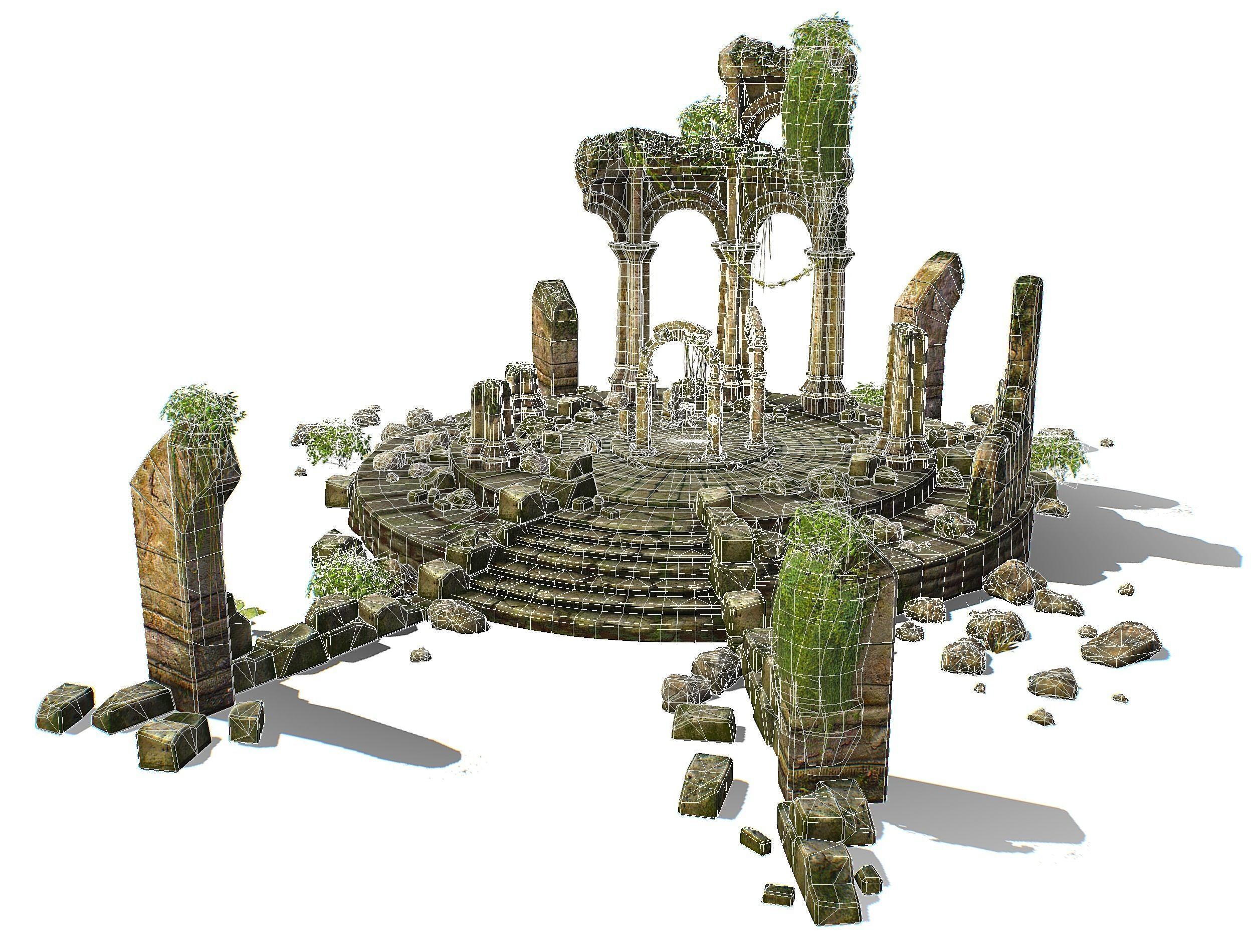 Constructor Ancient Jungle Portal Ruins Rocks Low-poly 3D model_30