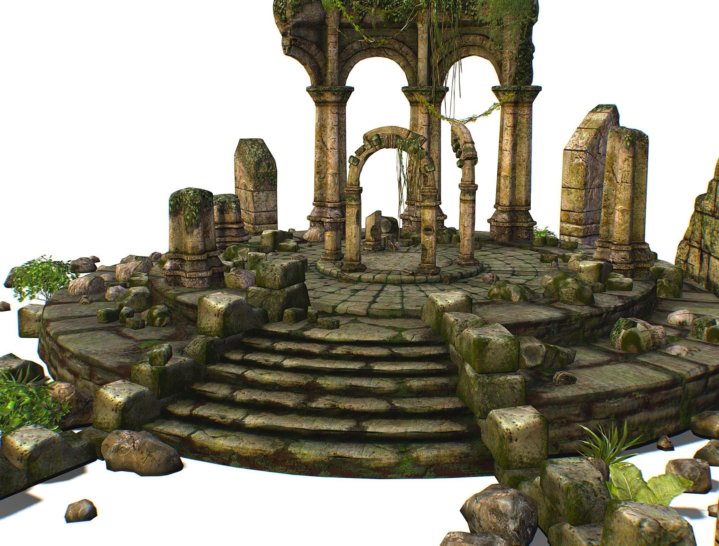 Constructor Ancient Jungle Portal Ruins Rocks Low-poly 3D model_18