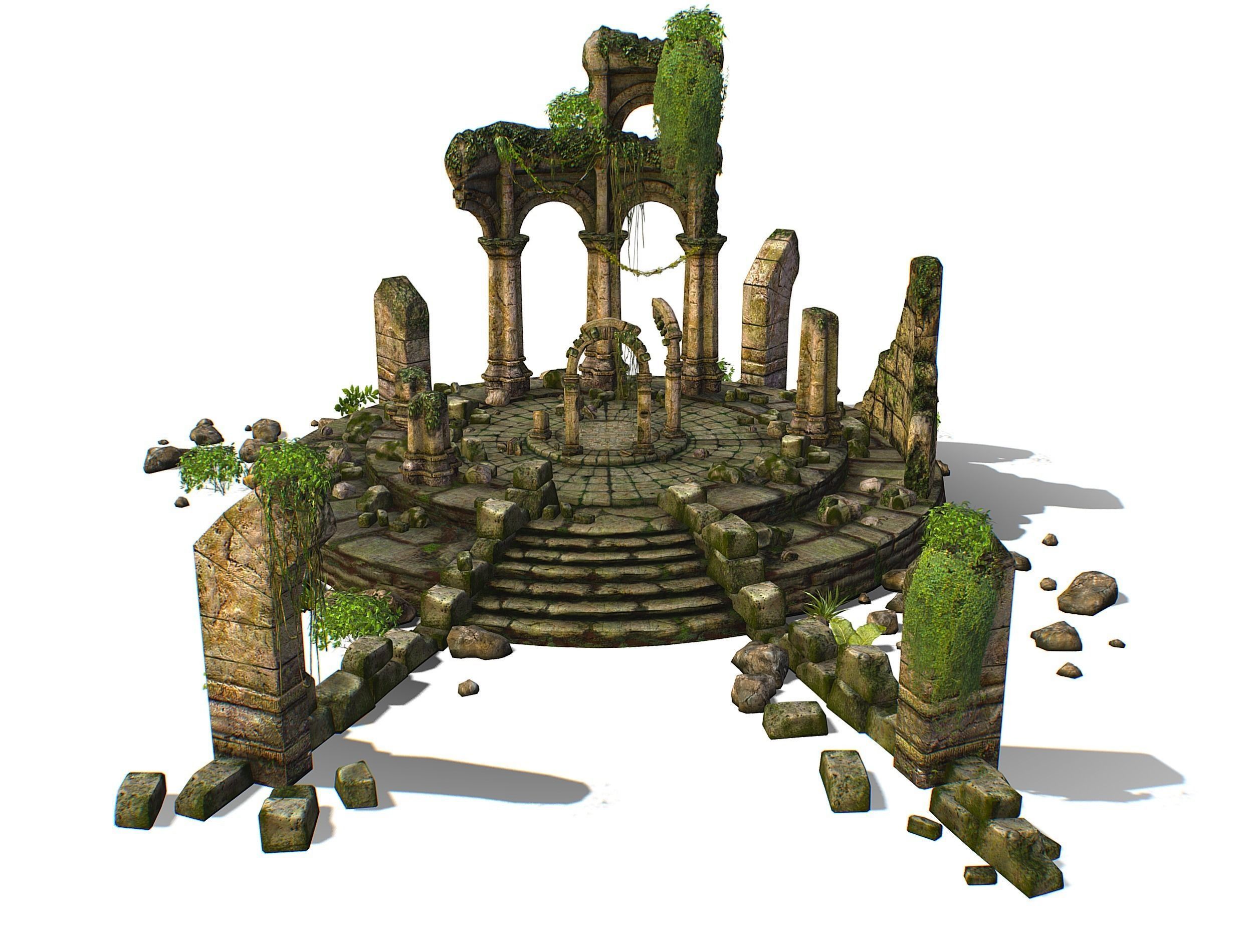 Constructor Ancient Jungle Portal Ruins Rocks Low-poly 3D model_1