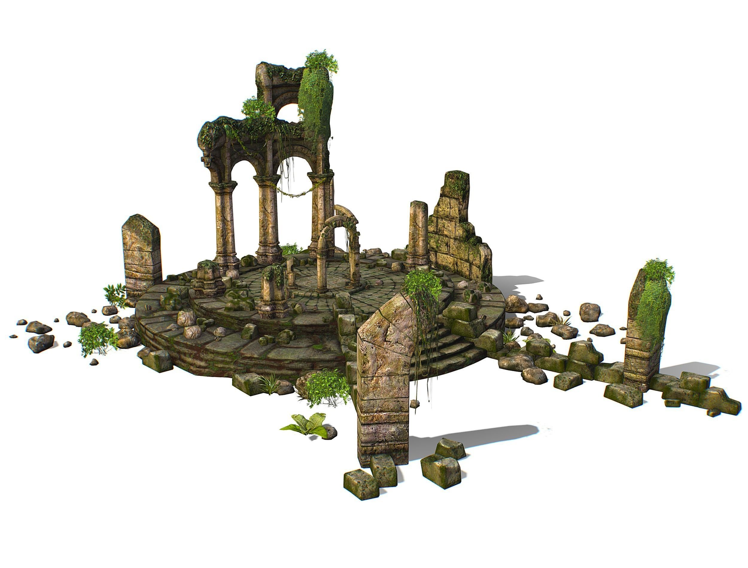 Constructor Ancient Jungle Portal Ruins Rocks Low-poly 3D model_4