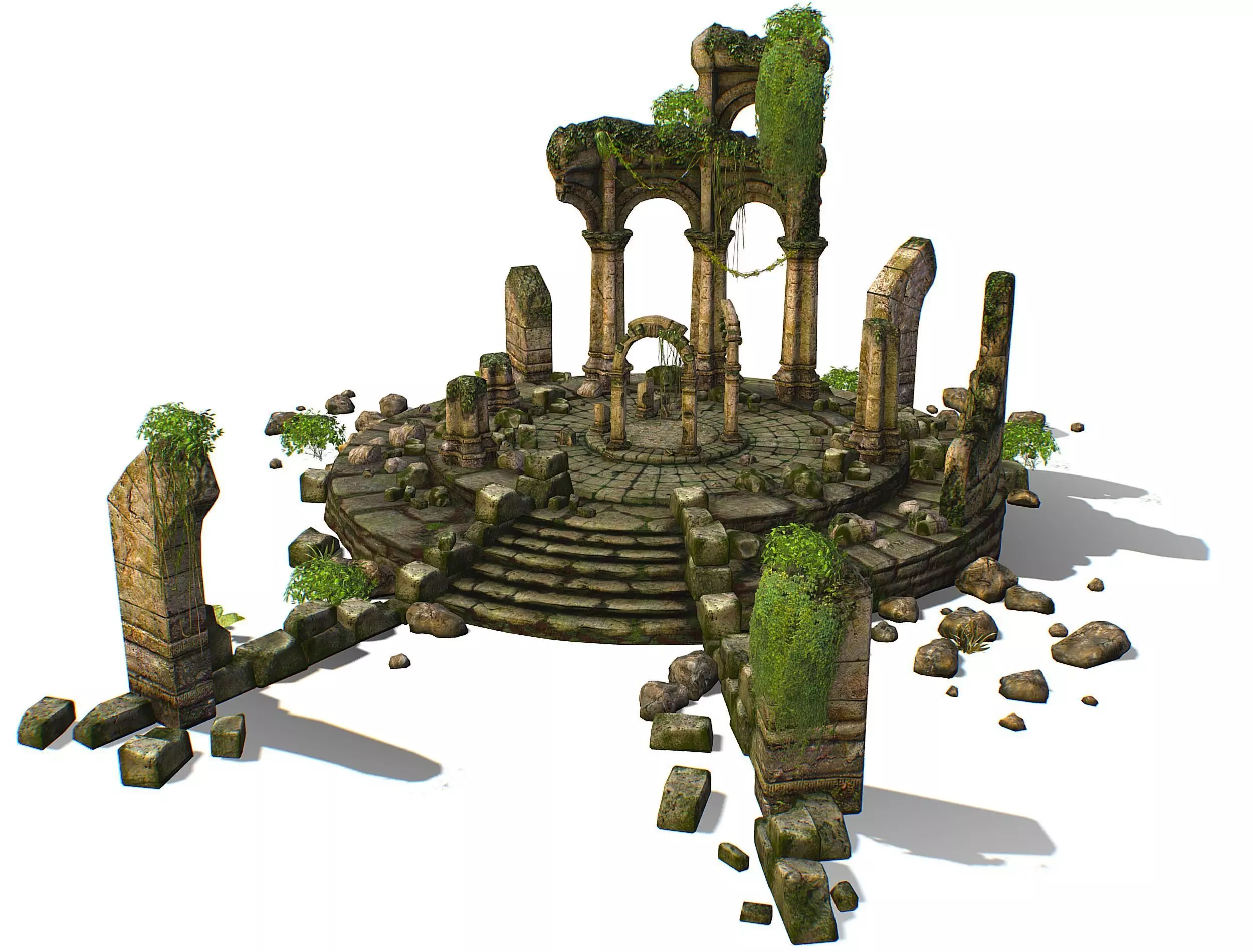 Constructor Ancient Jungle Portal Ruins Rocks Low-poly 3D model_0