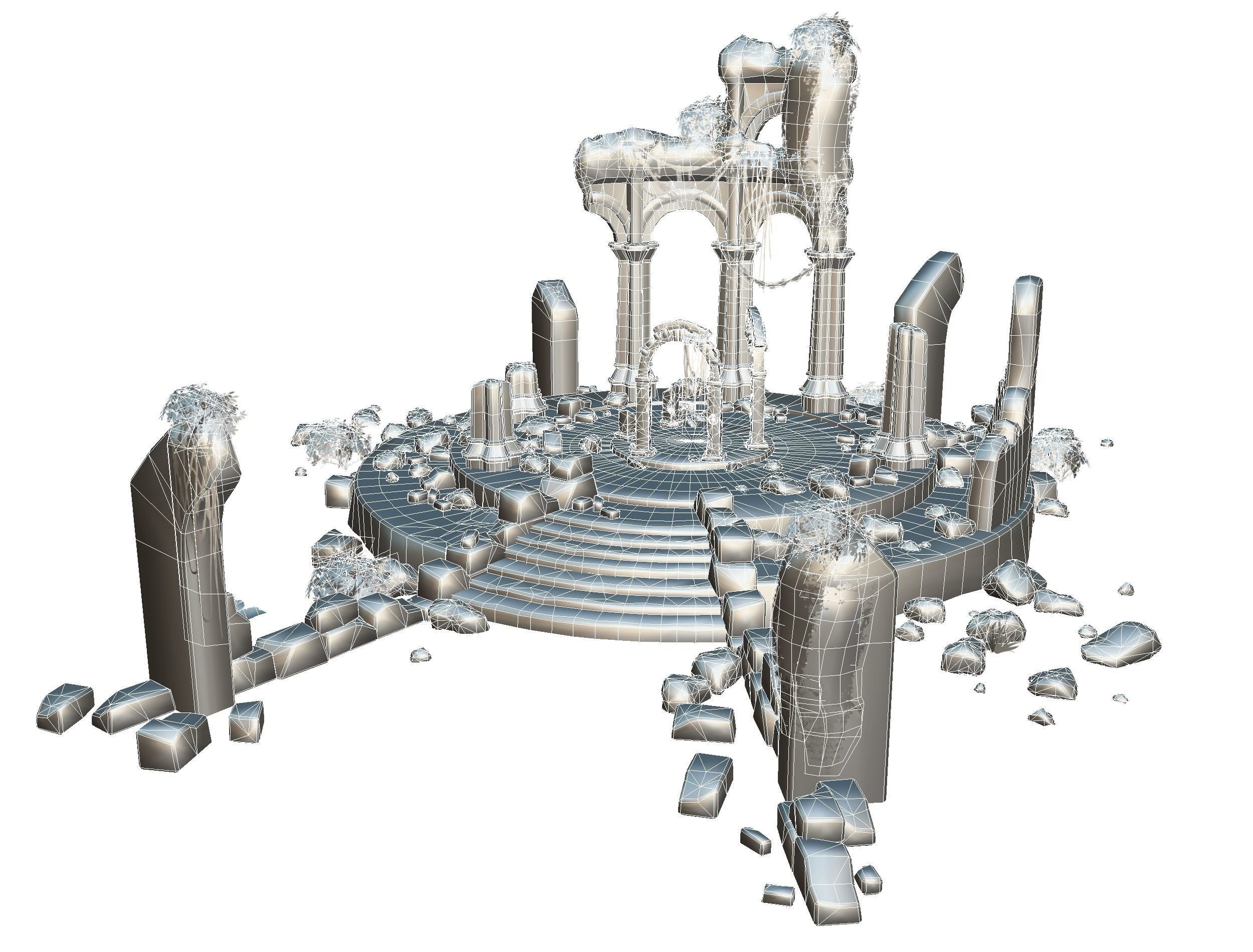 Constructor Ancient Jungle Portal Ruins Rocks Low-poly 3D model_31