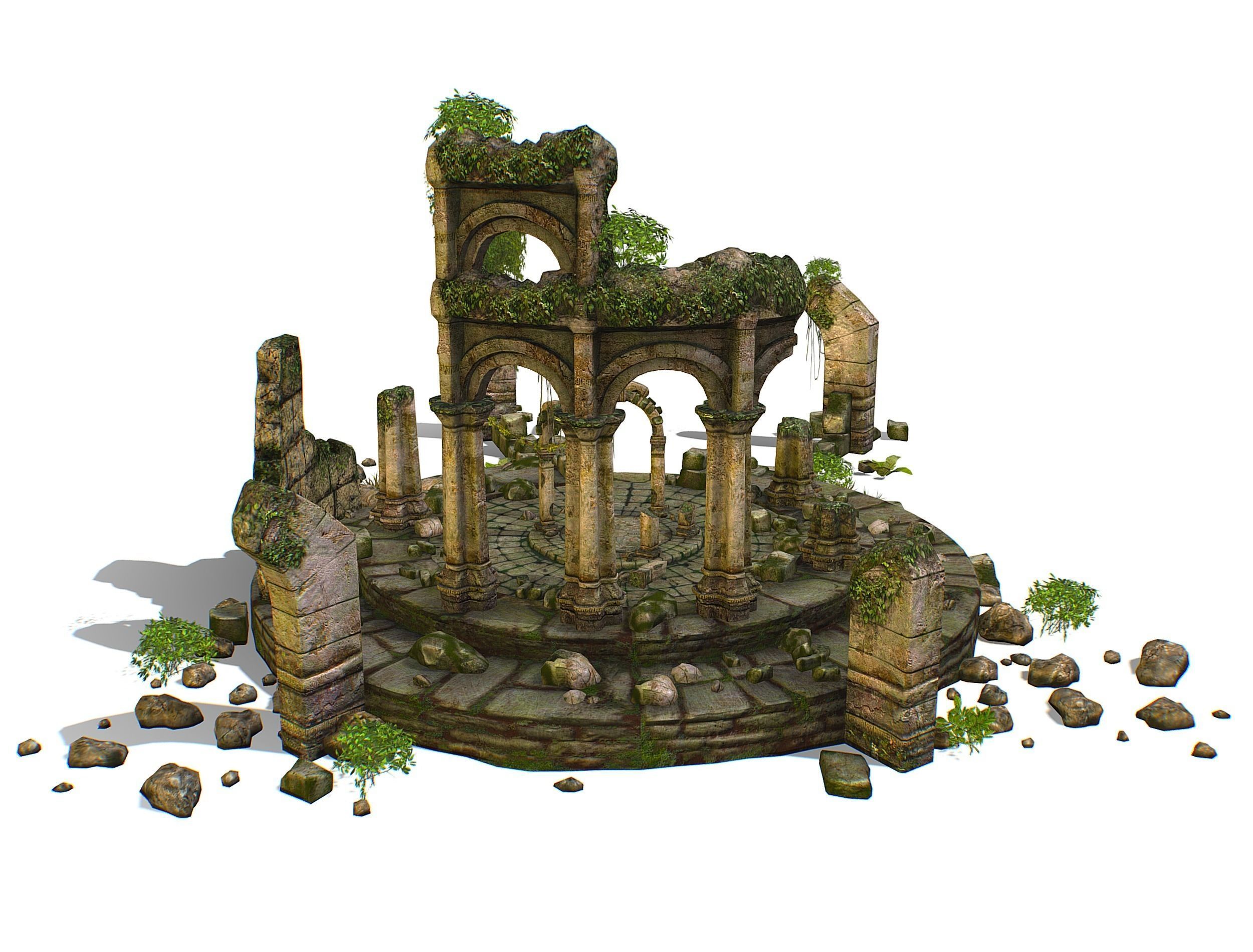 Constructor Ancient Jungle Portal Ruins Rocks Low-poly 3D model_14