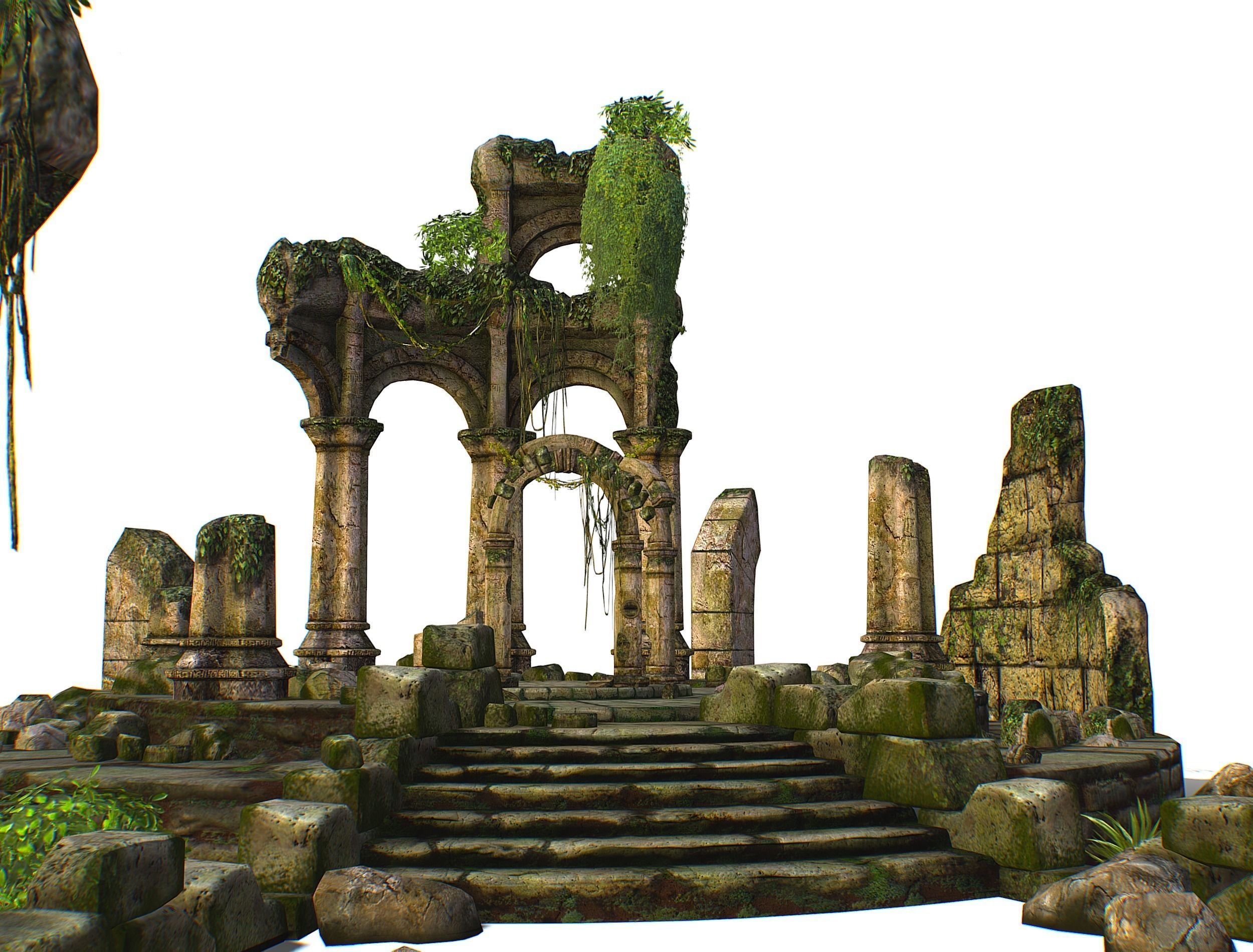 Constructor Ancient Jungle Portal Ruins Rocks Low-poly 3D model_20