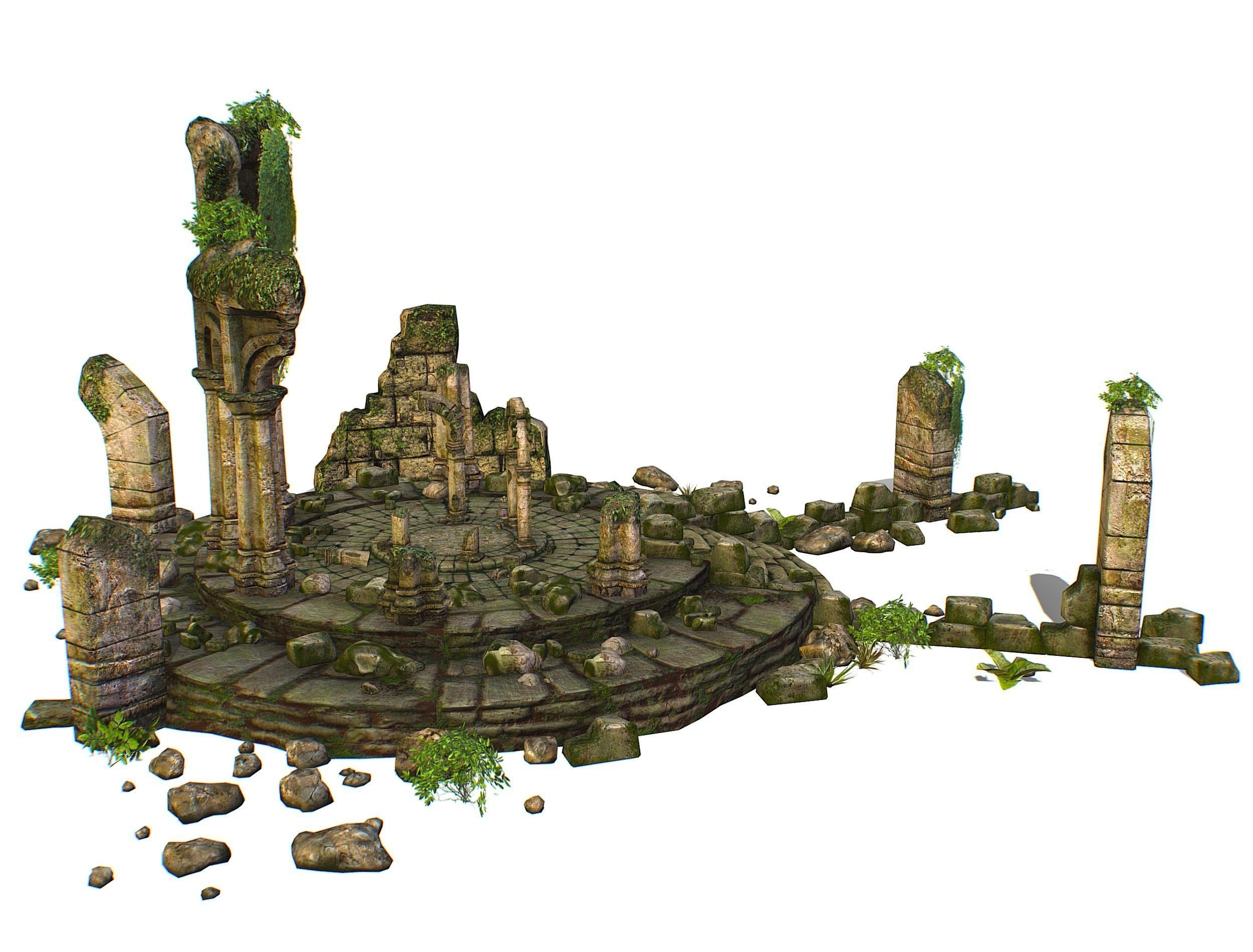 Constructor Ancient Jungle Portal Ruins Rocks Low-poly 3D model_11