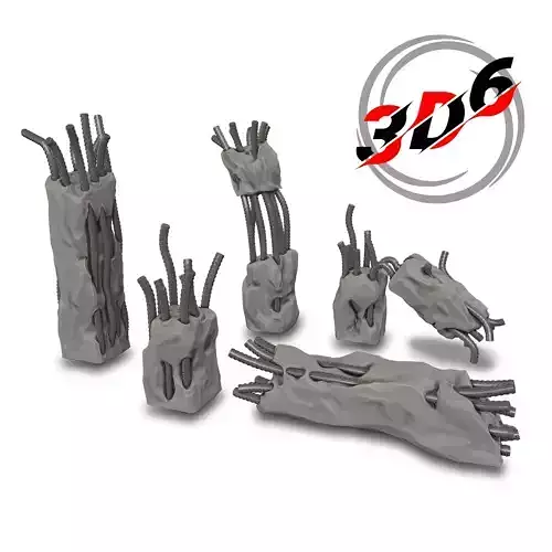 Damaged Concrete Column Metal Armature Scatter Terrain Warhammer