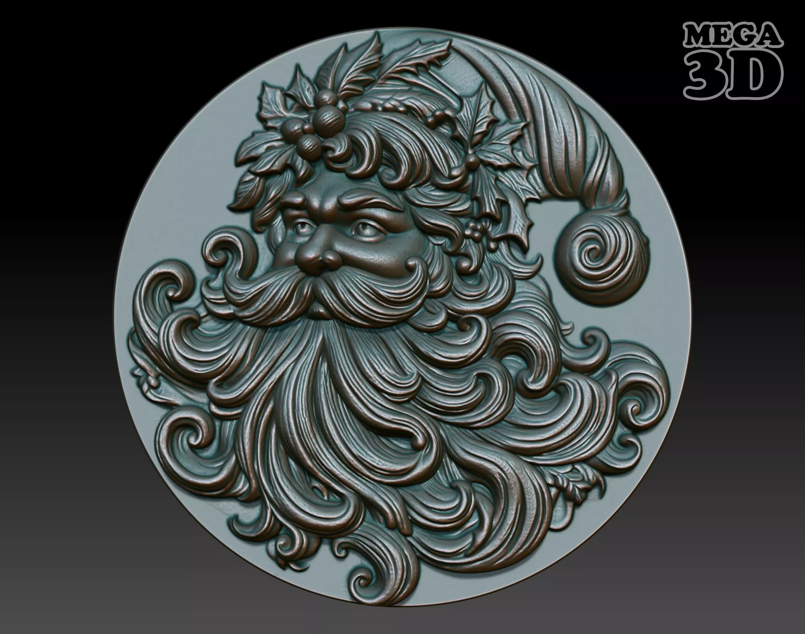 Santa Claus basrelief 08 240718 3D print model_0